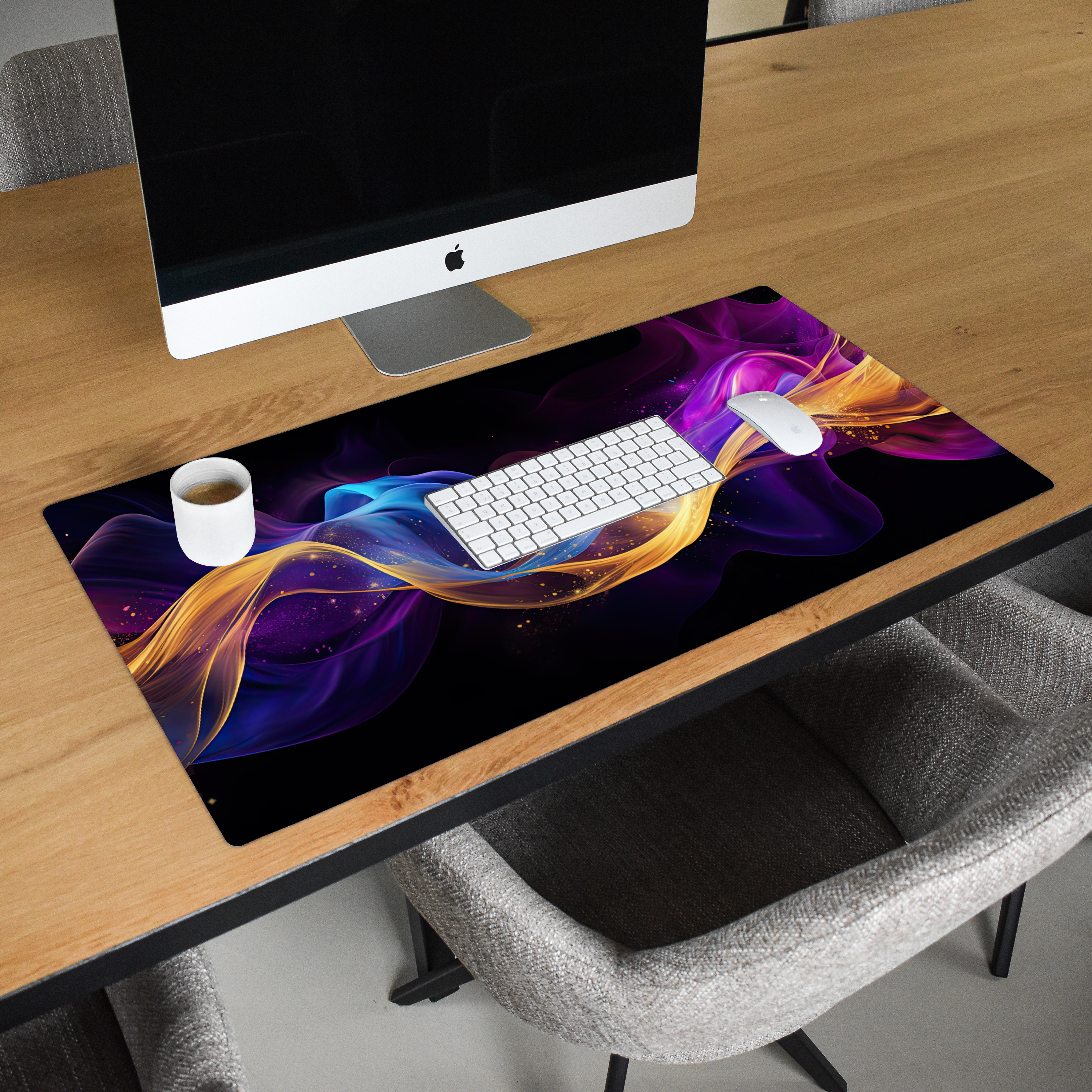 Schreibtischunterlage - Abstrakt – Neon – Gold – Gaming-2