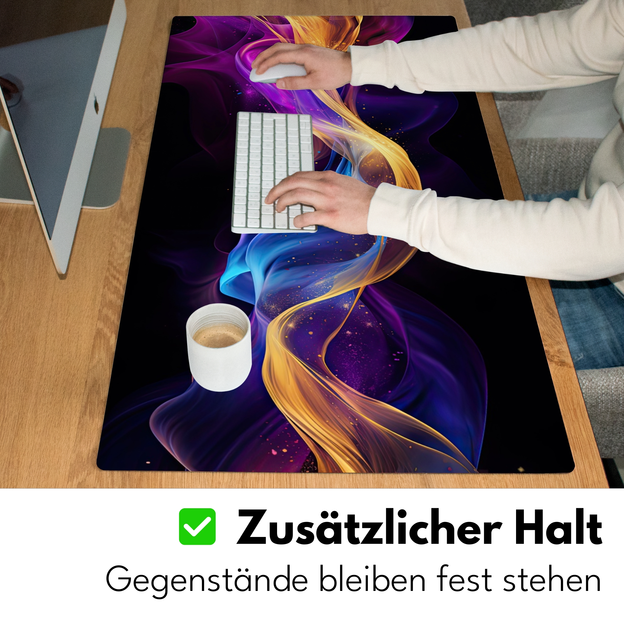 Schreibtischunterlage - Abstrakt – Neon – Gold – Gaming-5