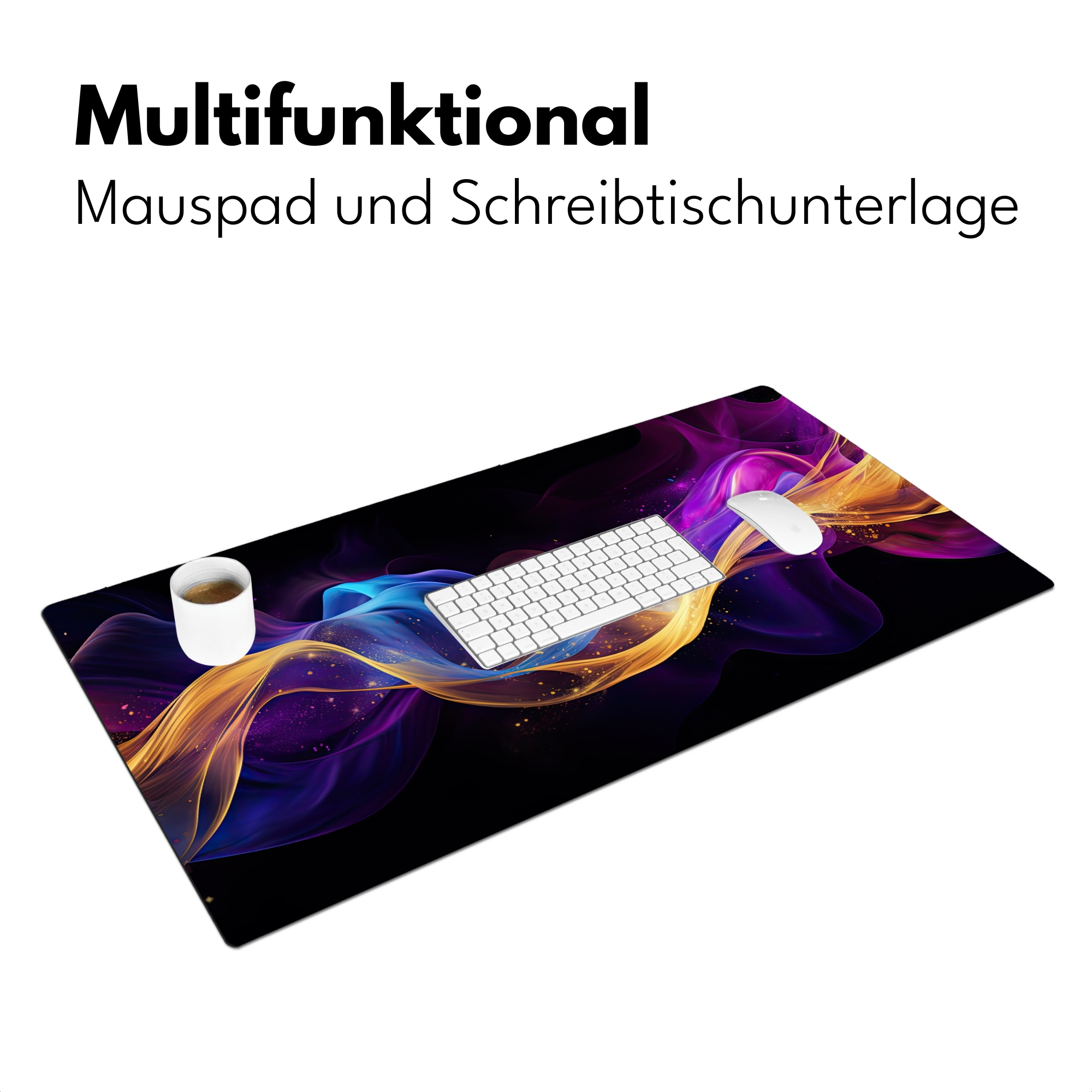 Schreibtischunterlage - Abstrakt – Neon – Gold – Gaming-3