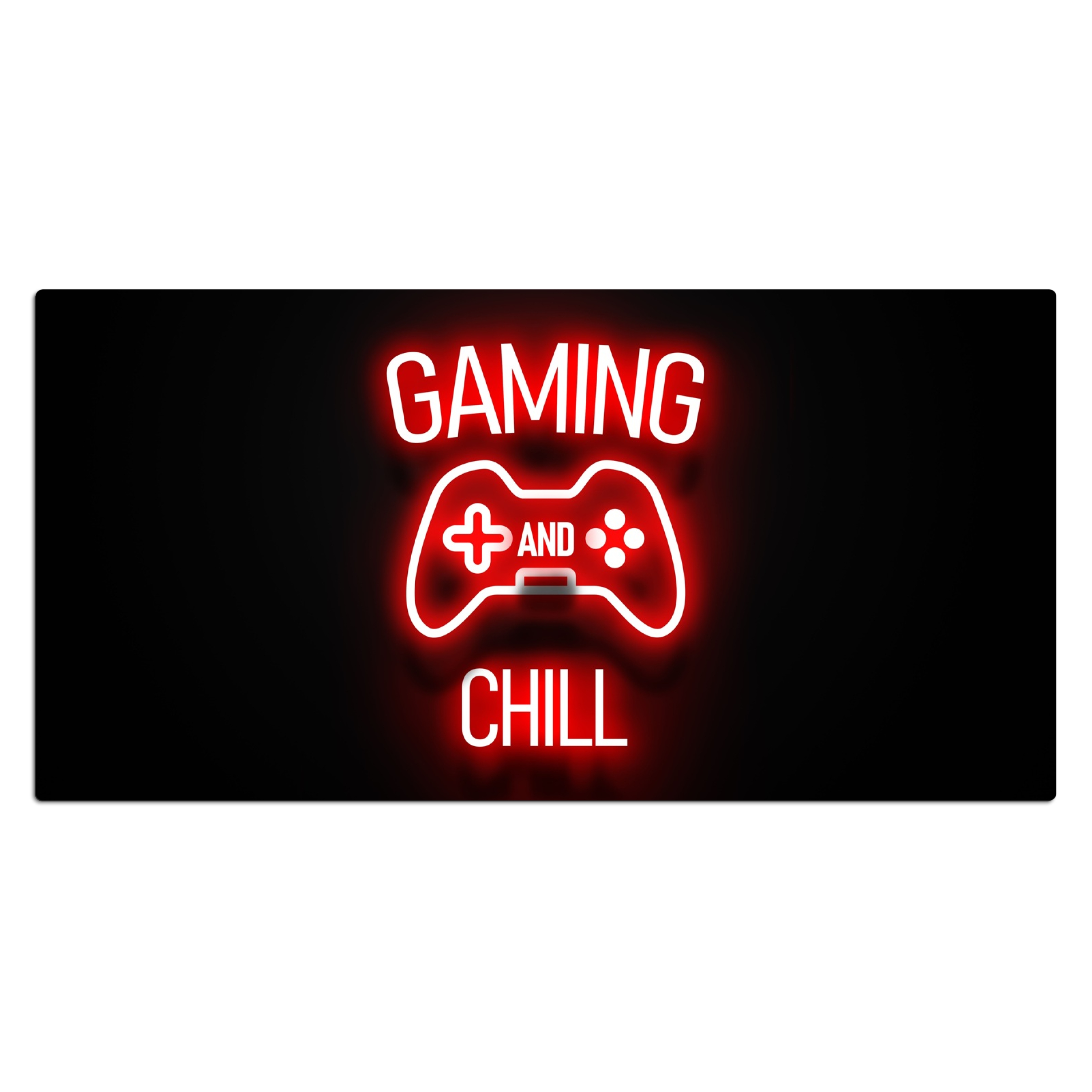 Bureau onderlegger - Gaming Quotes - Gaming and Chill Neon Rood