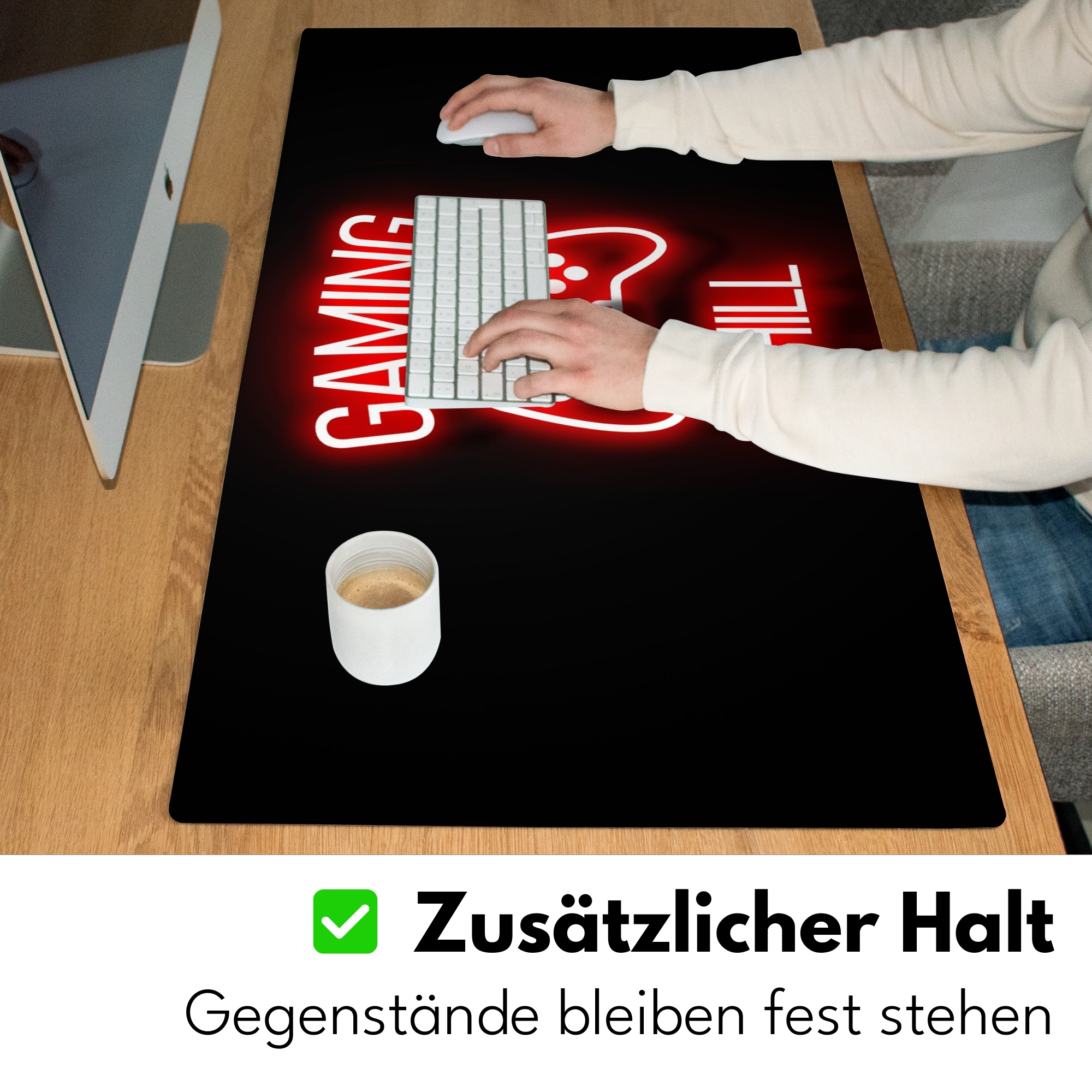 Schreibtischunterlage - Gaming-Zitate – Gaming und Chill Neon Red-5