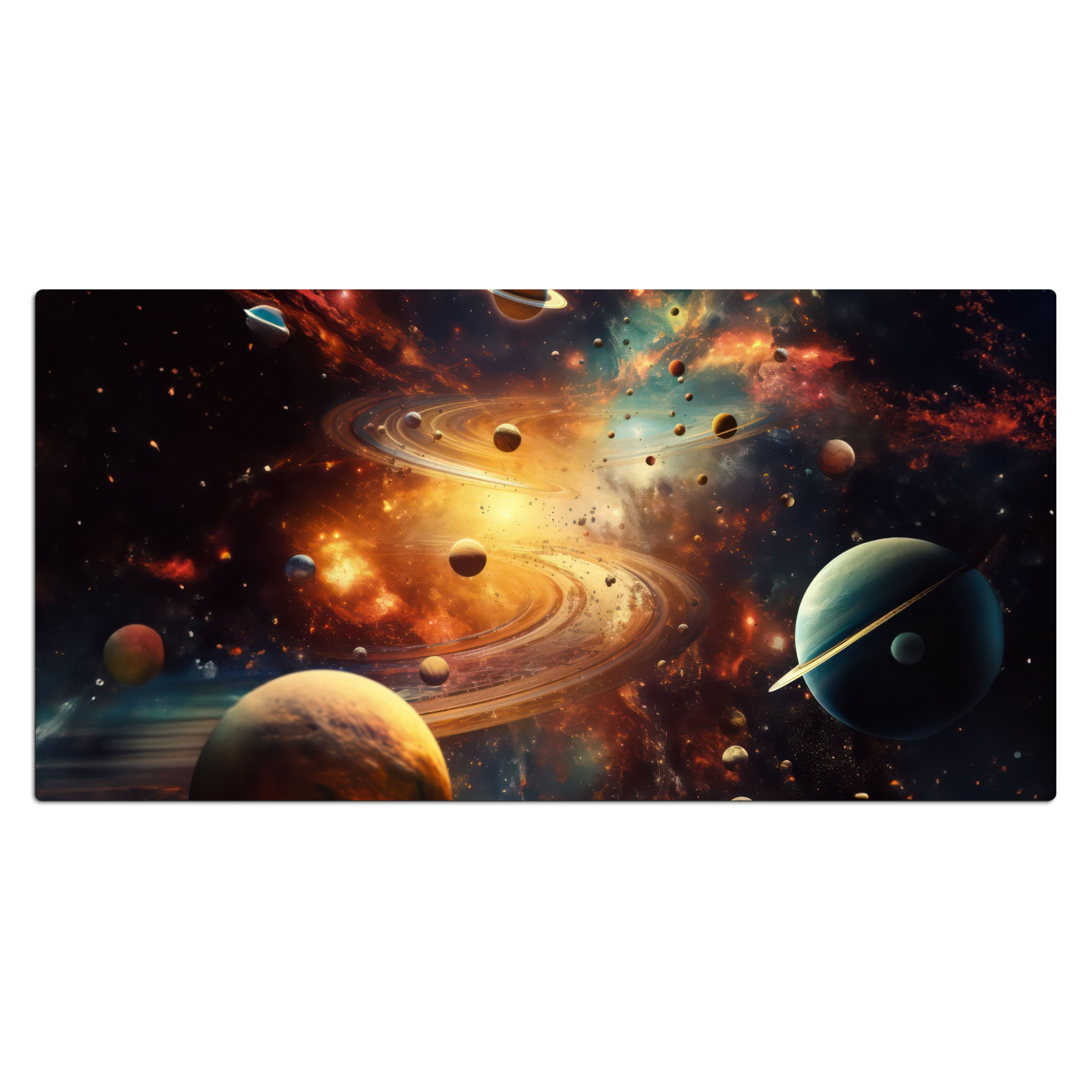 Schreibtischunterlage - Galaxie – Weltraum – Neon – Planeten