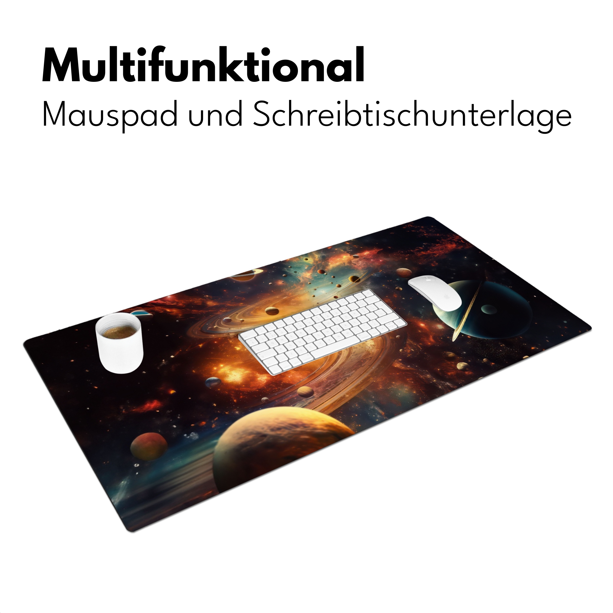 Schreibtischunterlage - Galaxie – Weltraum – Neon – Planeten-3