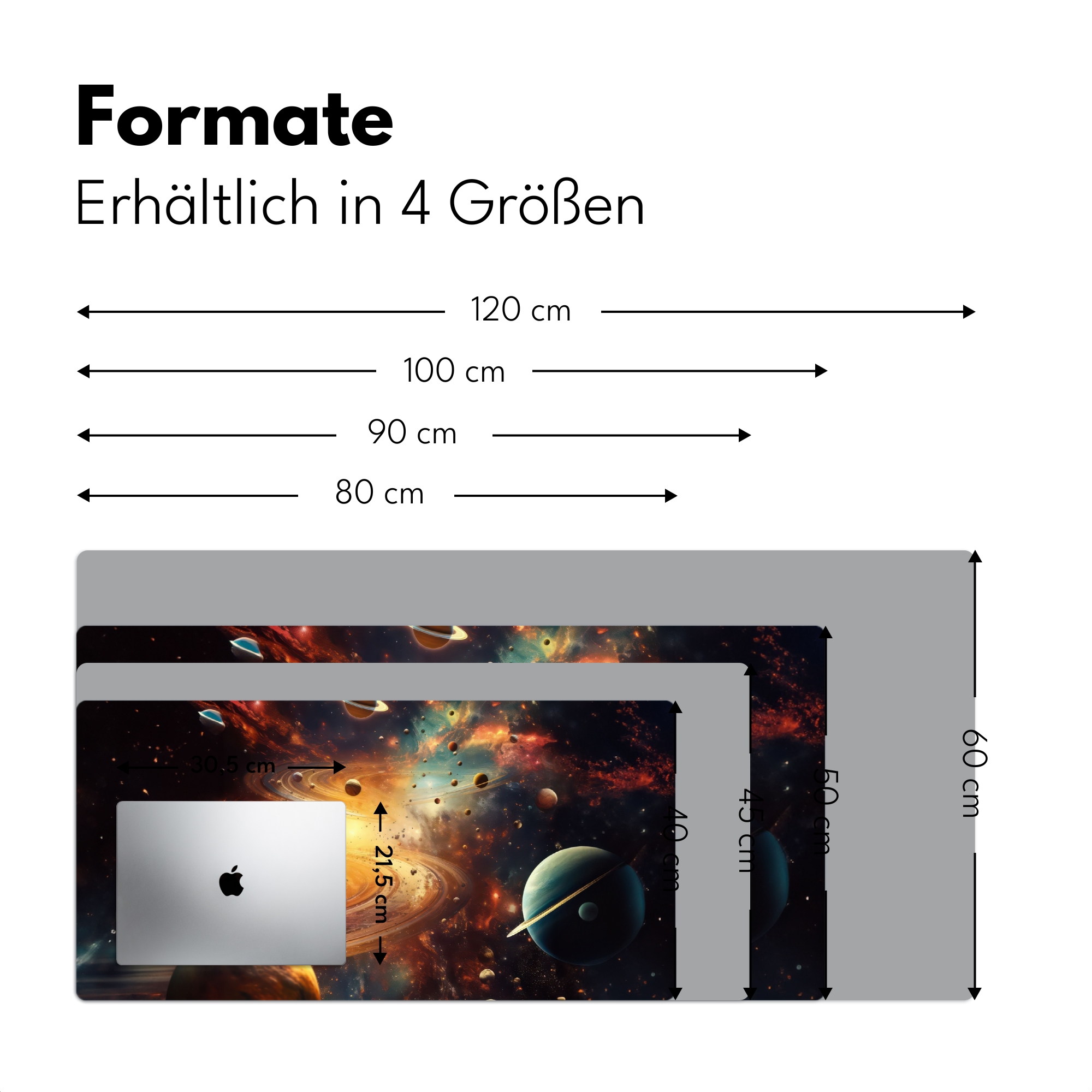 Schreibtischunterlage - Galaxie – Weltraum – Neon – Planeten-4