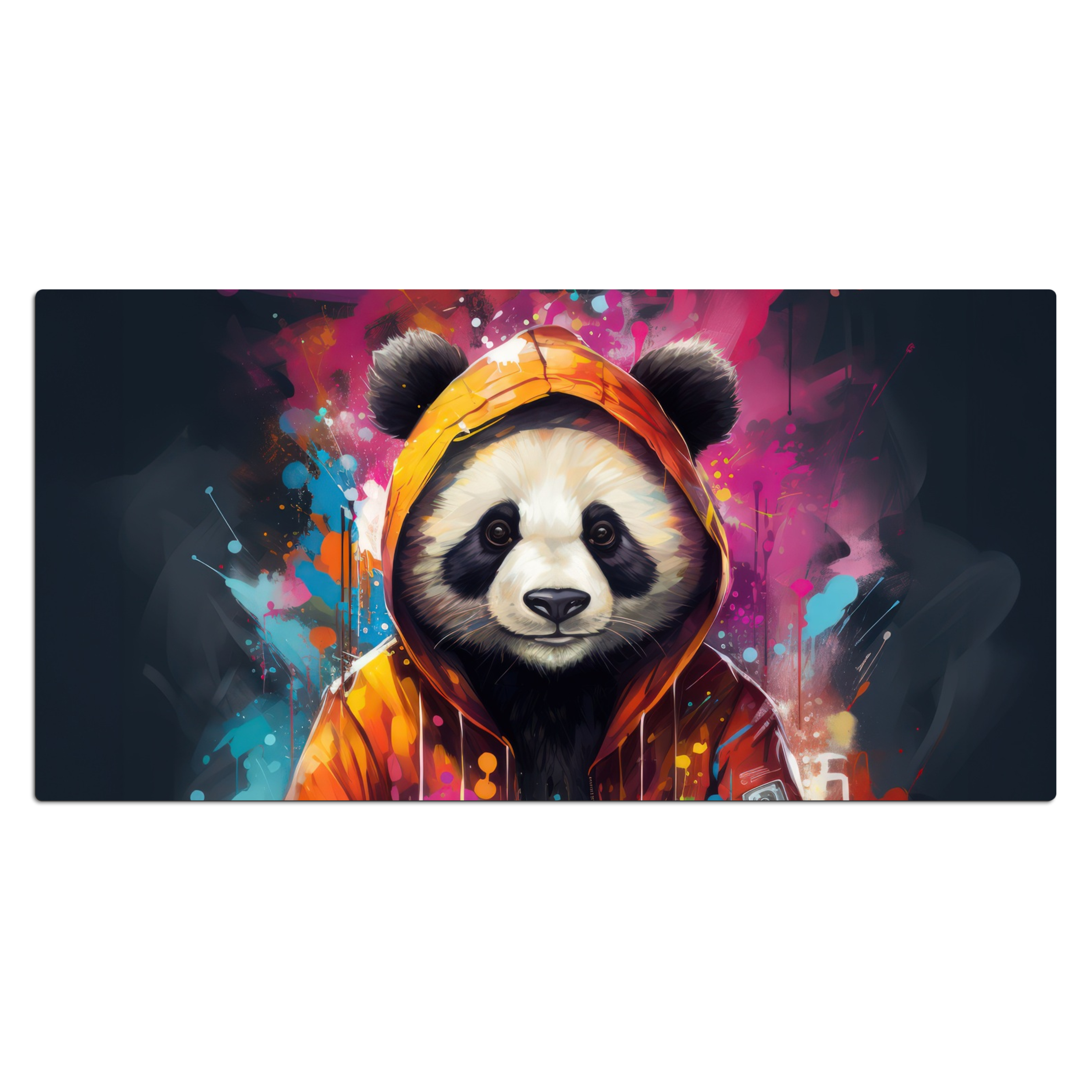 Schreibtischunterlage - Panda - Jacke - Graffiti - Orange
