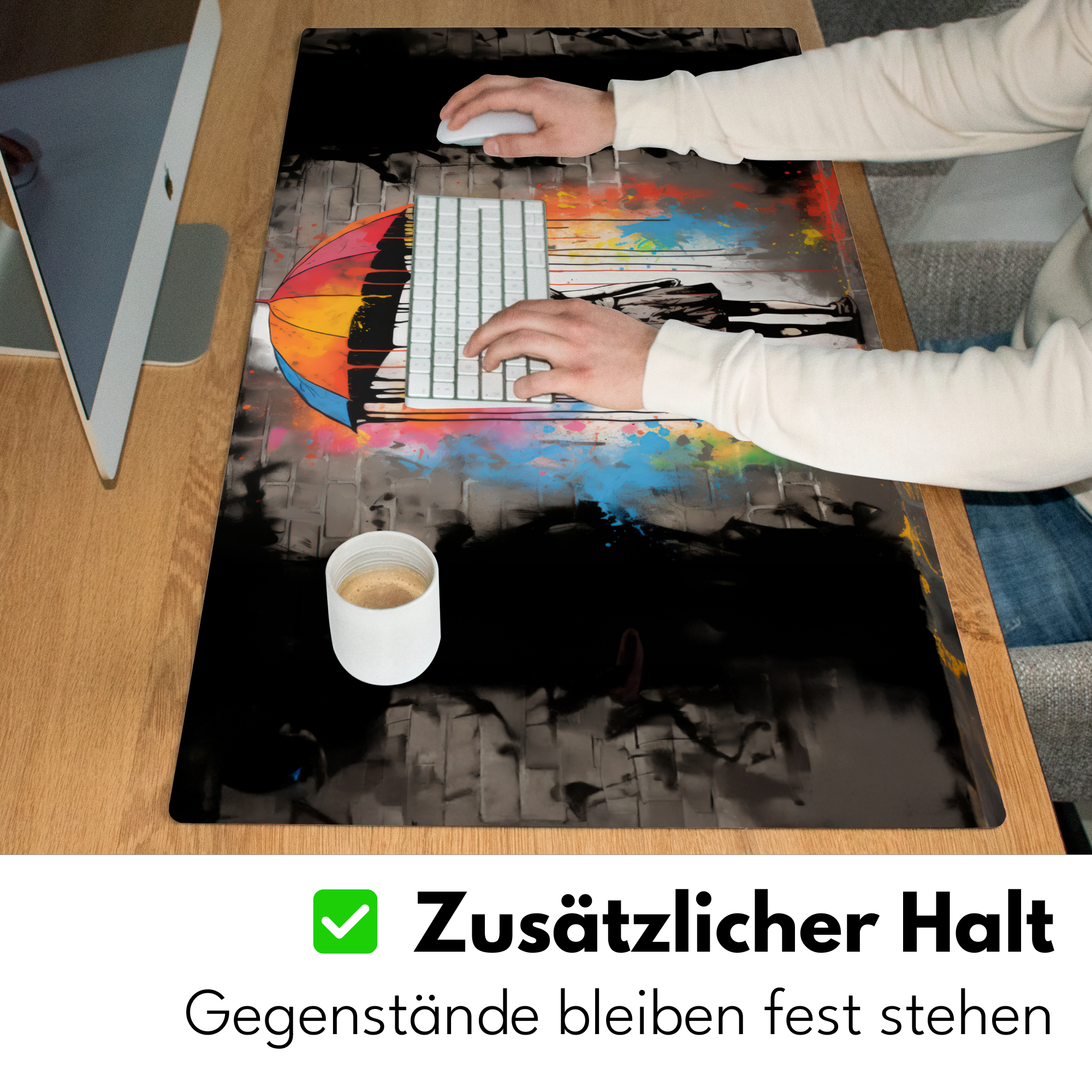 Schreibtischunterlage - Mädchen – Kunst – Regenschirm – Graffiti – Farben – Wand-5