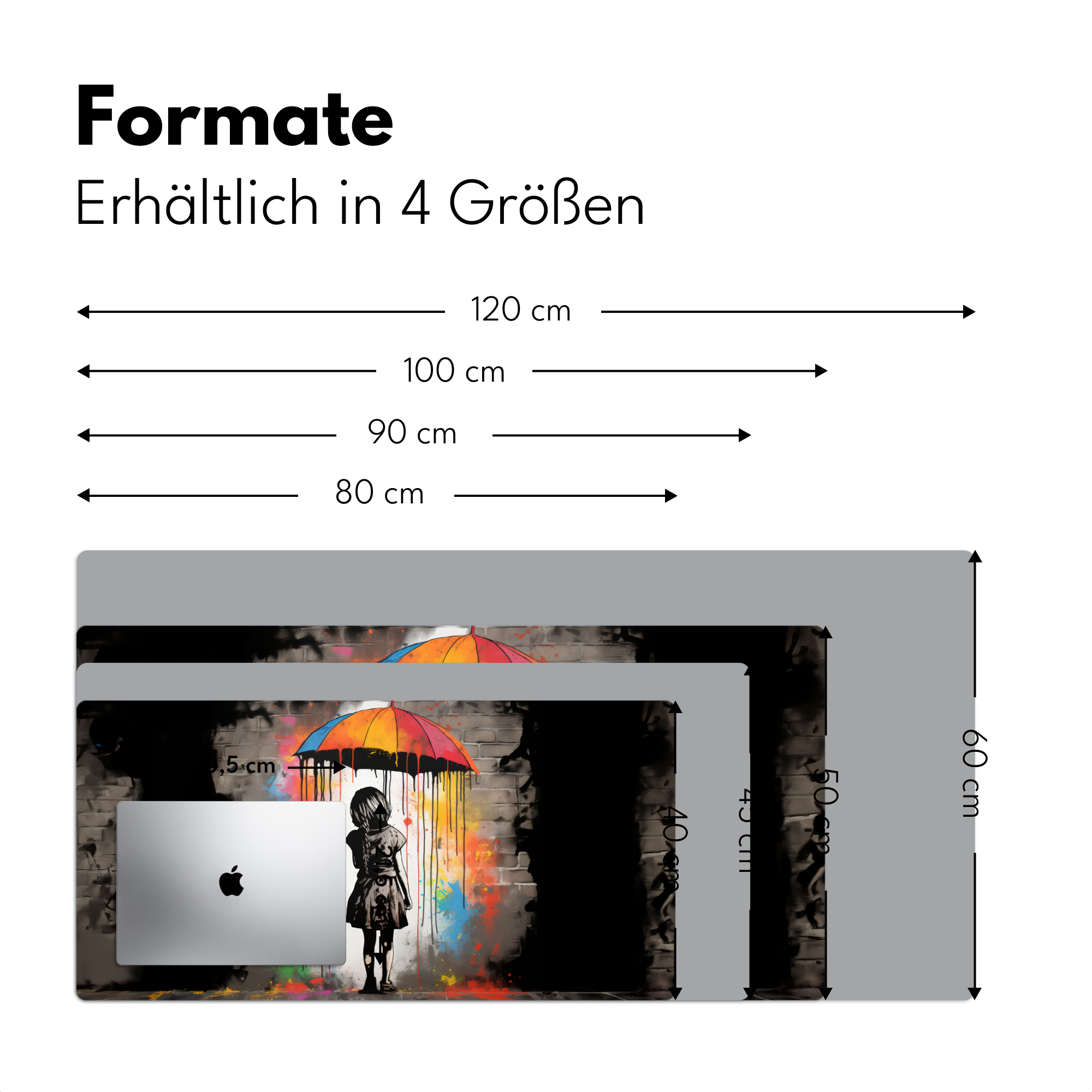 Schreibtischunterlage - Mädchen – Kunst – Regenschirm – Graffiti – Farben – Wand-4