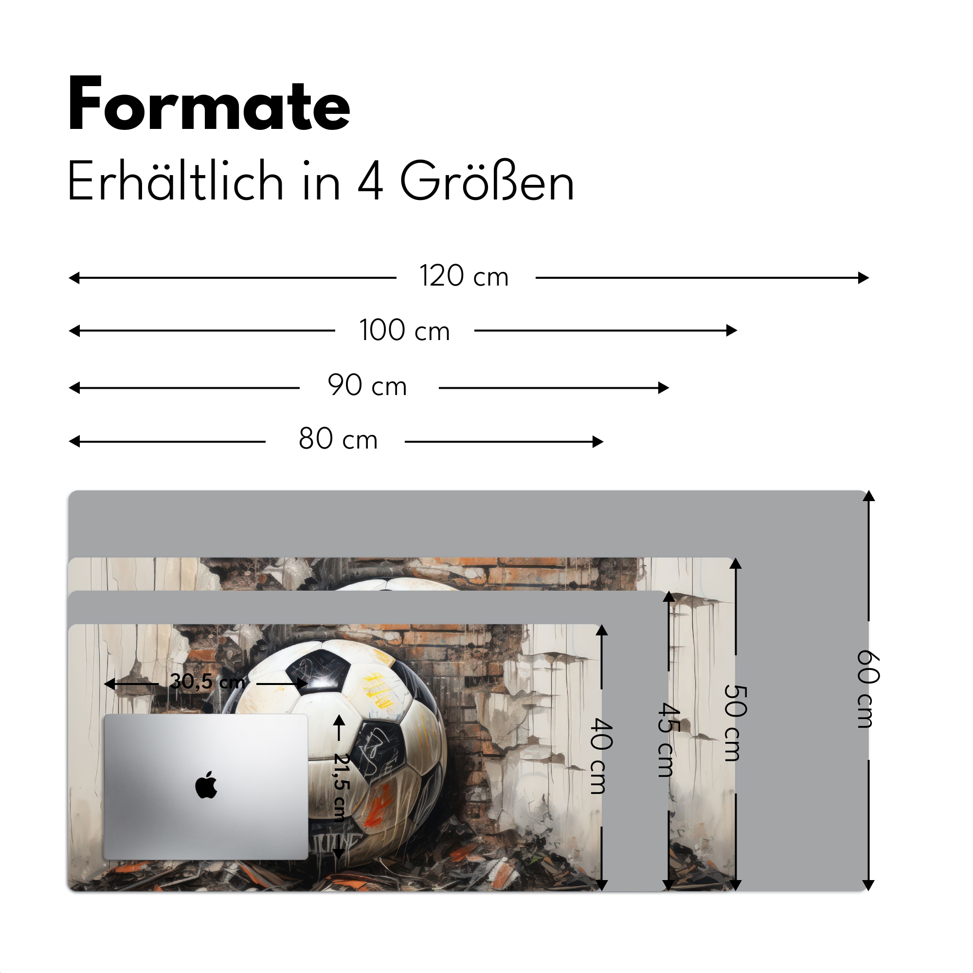 Schreibtischunterlage - Fußball - Wand - Schwarz - Weiß-4