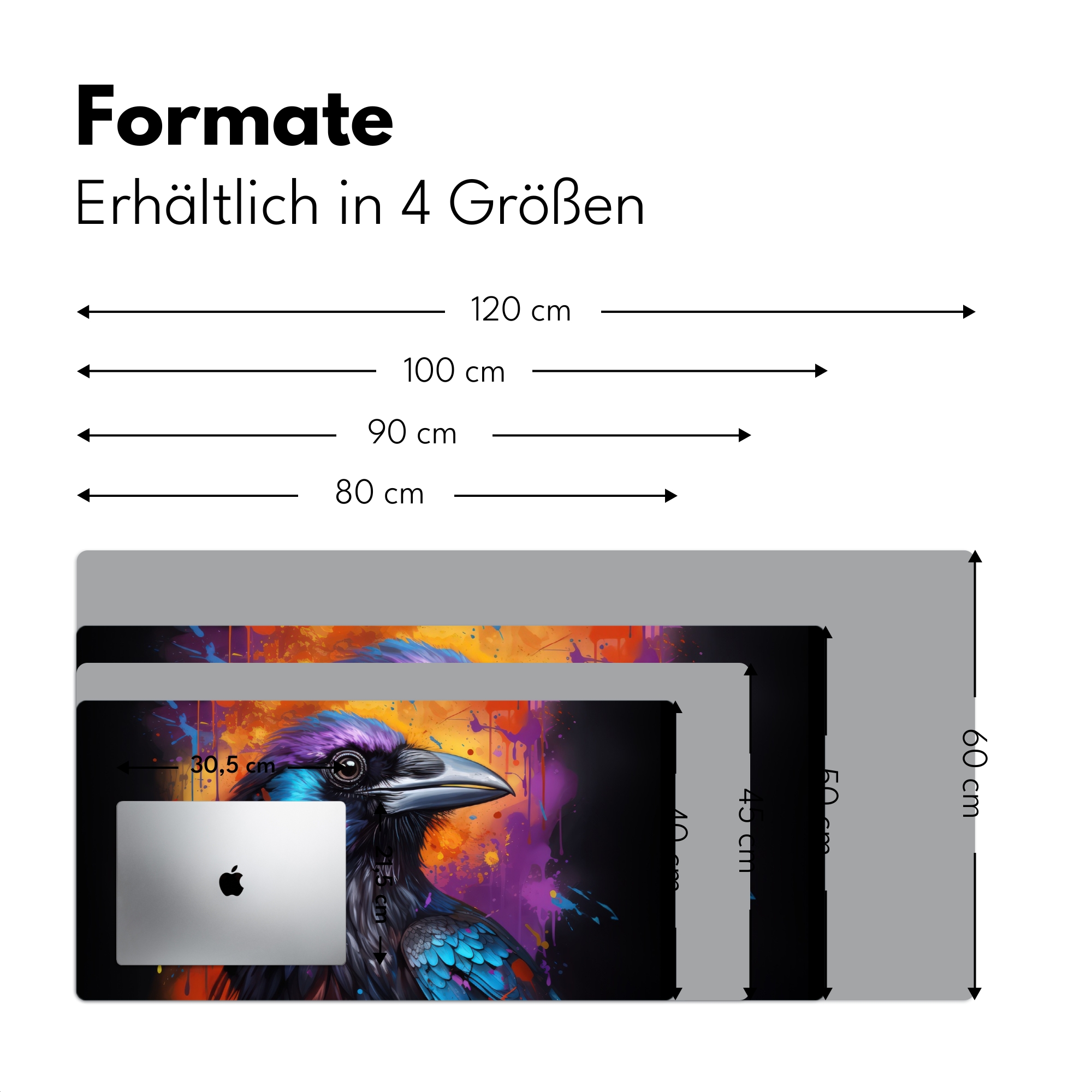 Schreibtischunterlage - Vogel - Krähe - Graffiti - Schwarz - Tiere-4