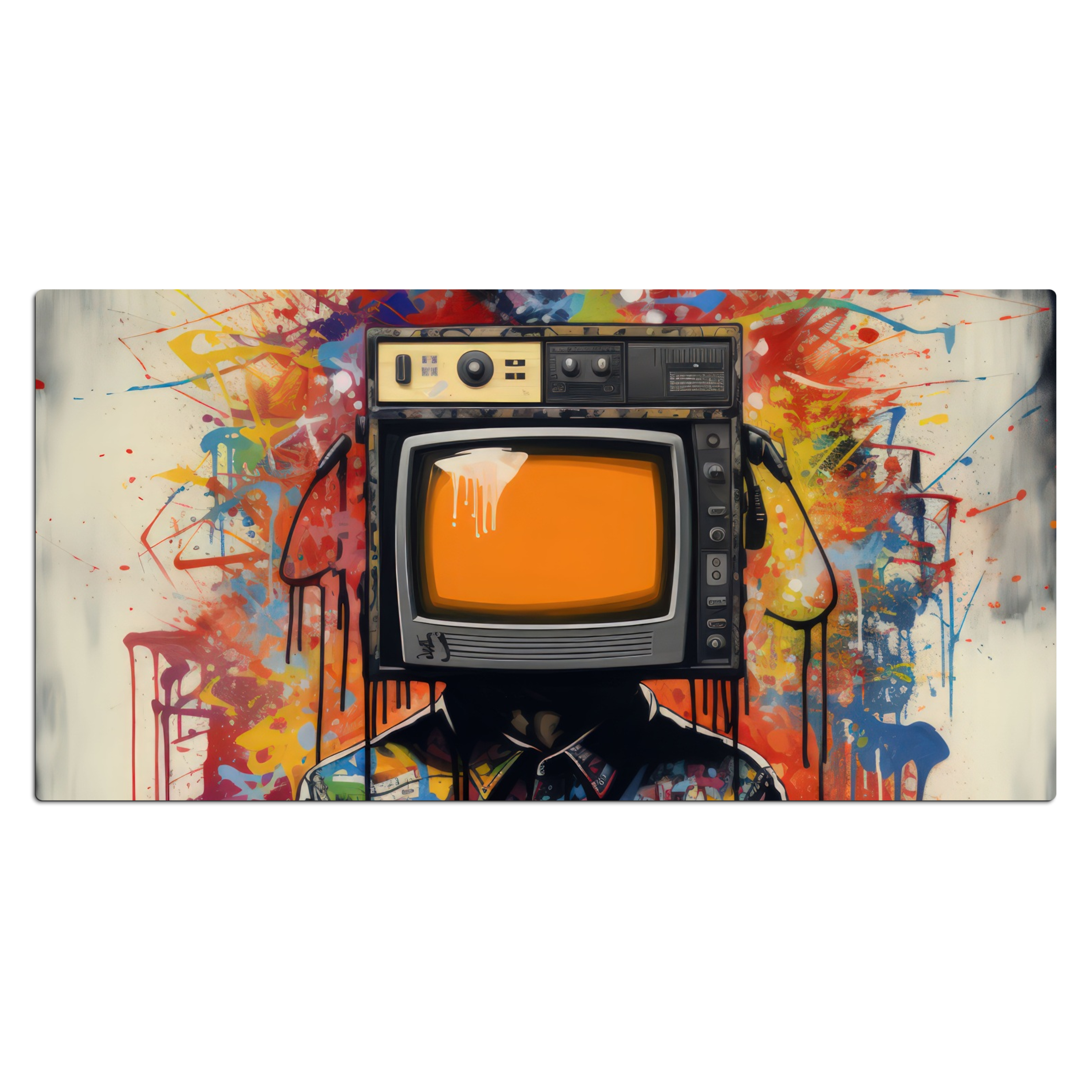 Schreibtischunterlage - Fernsehen – Graffiti – Menschen – Farben