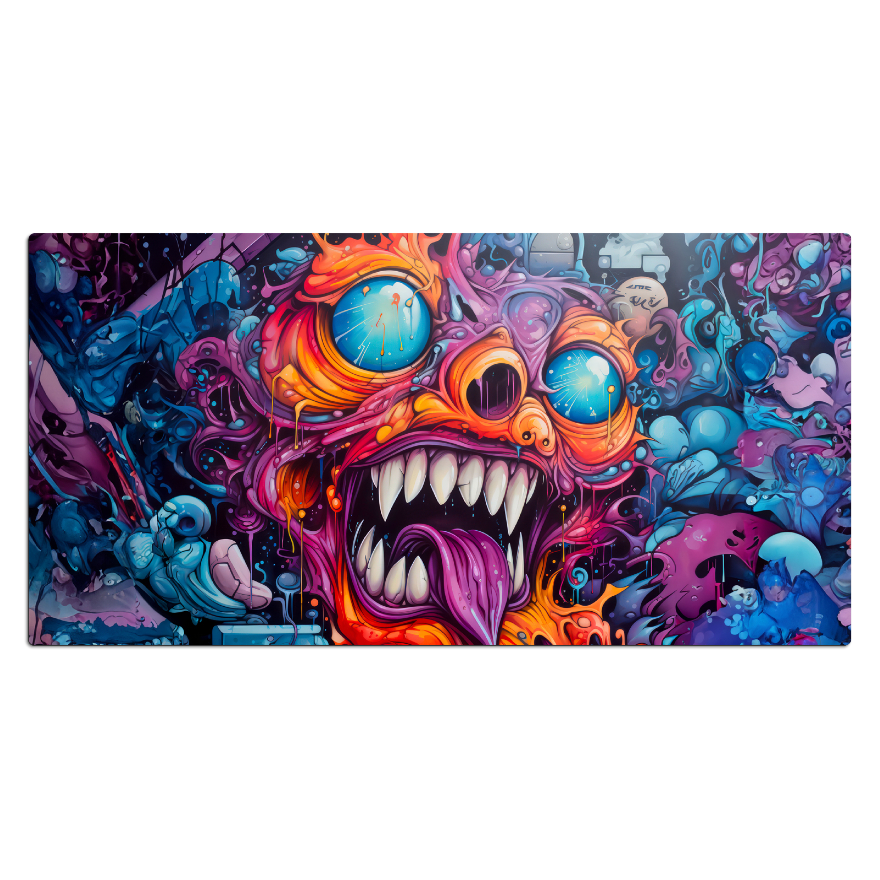 Bureau onderlegger - Monster - Graffiti - Kleuren - Oranje