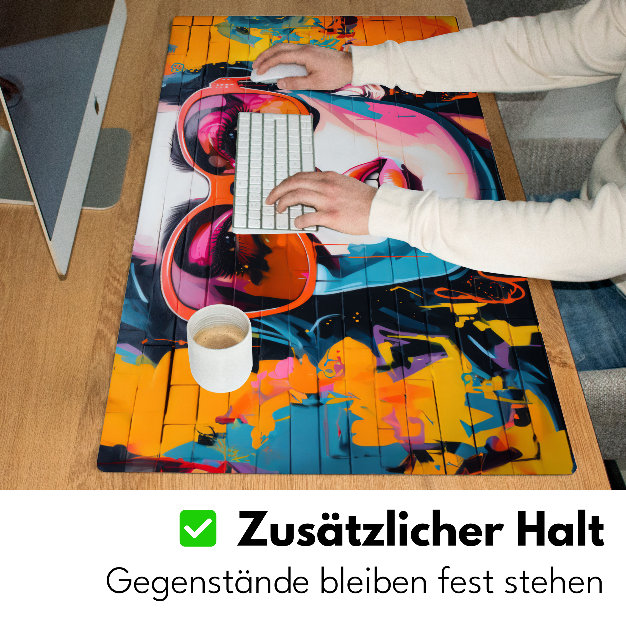 Schreibtischunterlage - Frau - Brille - Farben - Graffiti-5