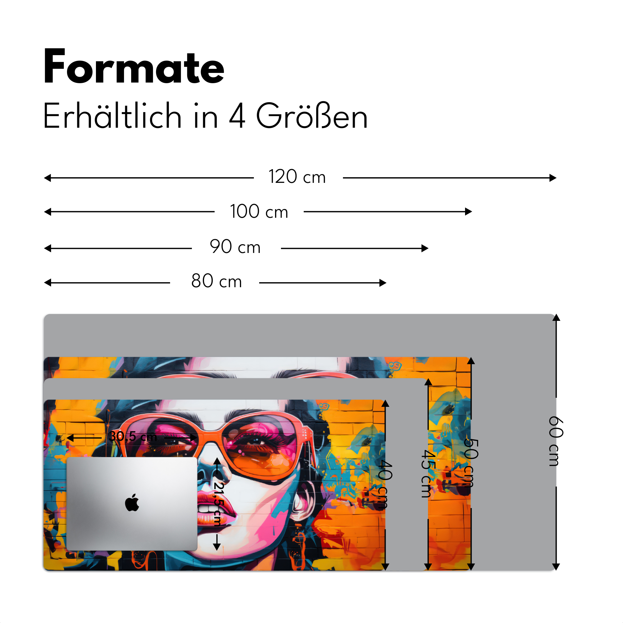 Schreibtischunterlage - Frau - Brille - Farben - Graffiti-4