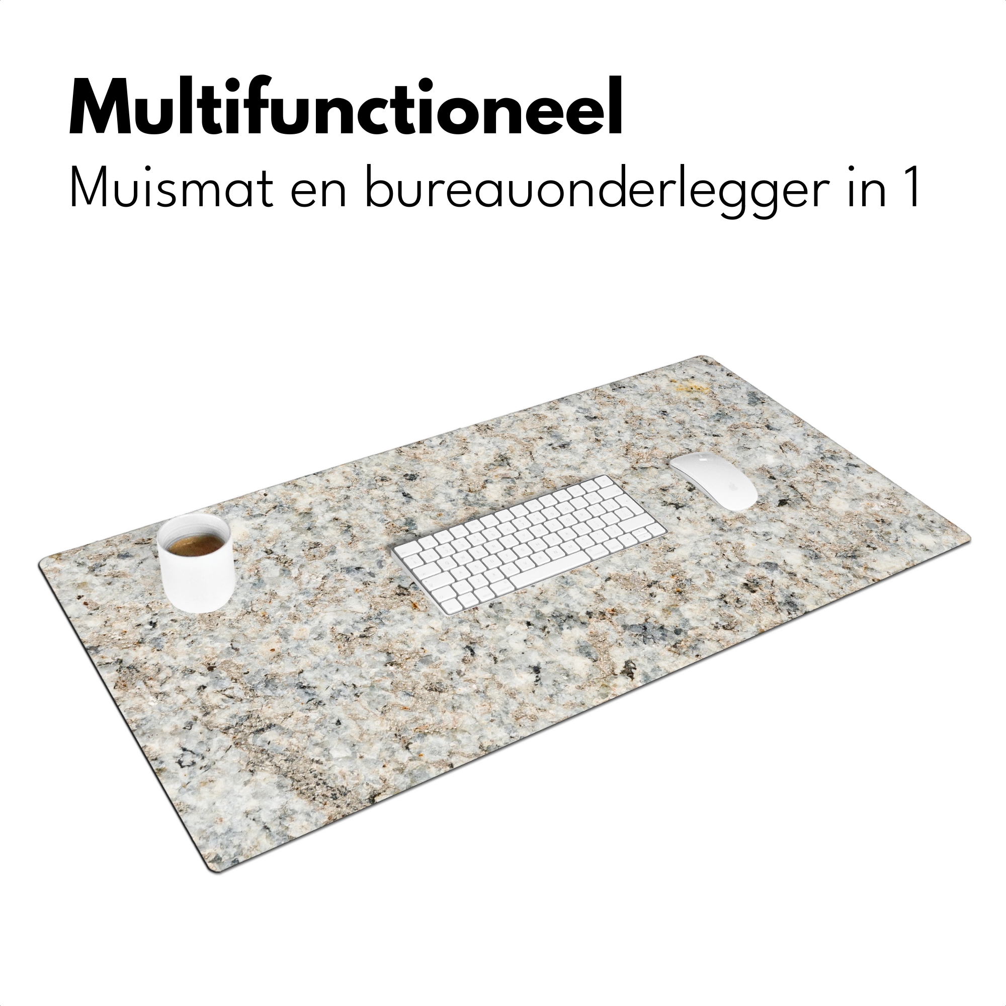 Bureau onderlegger - Graniet - Wit - Grijs - Steen Textuur-3