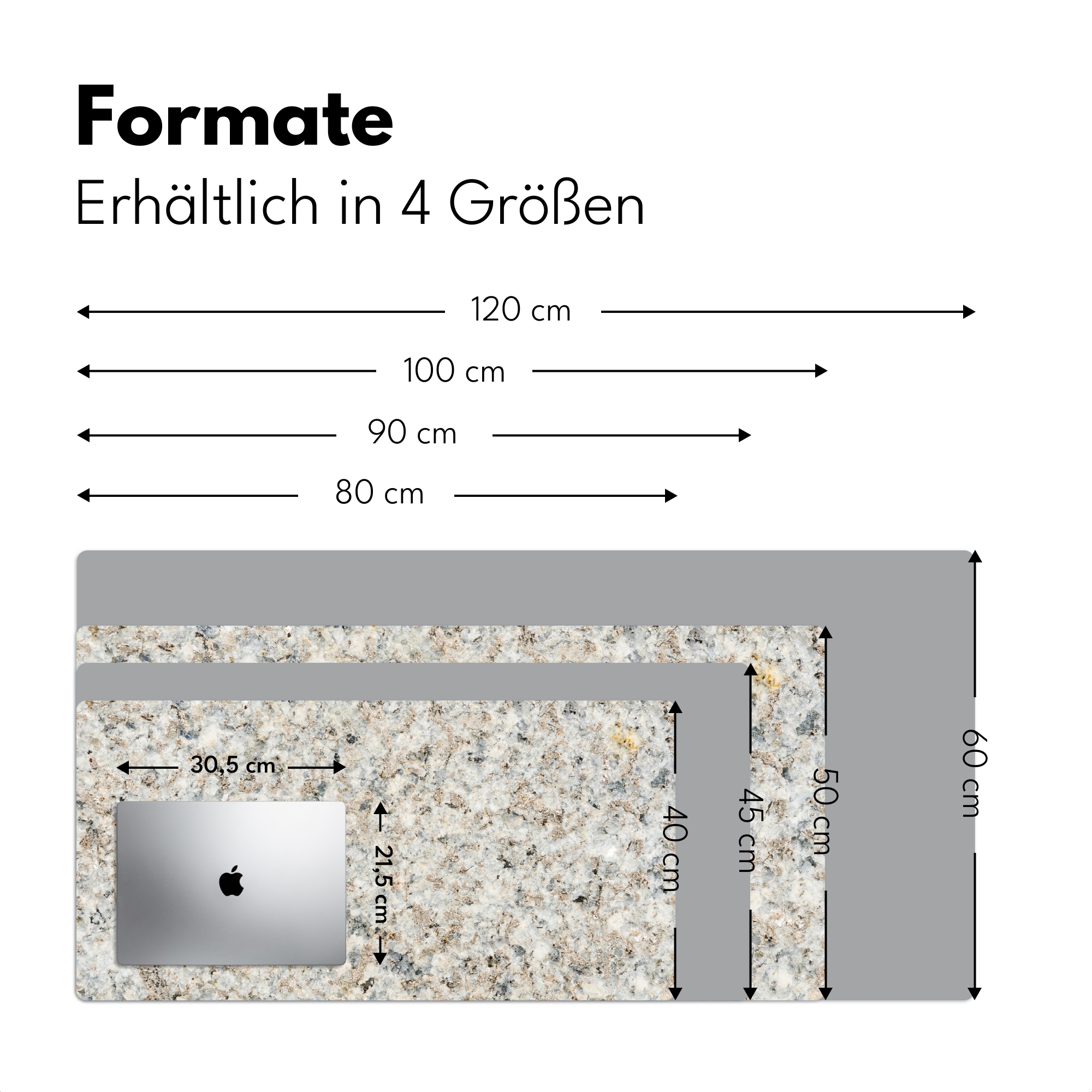 Schreibtischunterlage - Granit - Weiß - Grau - Steinstruktur-4