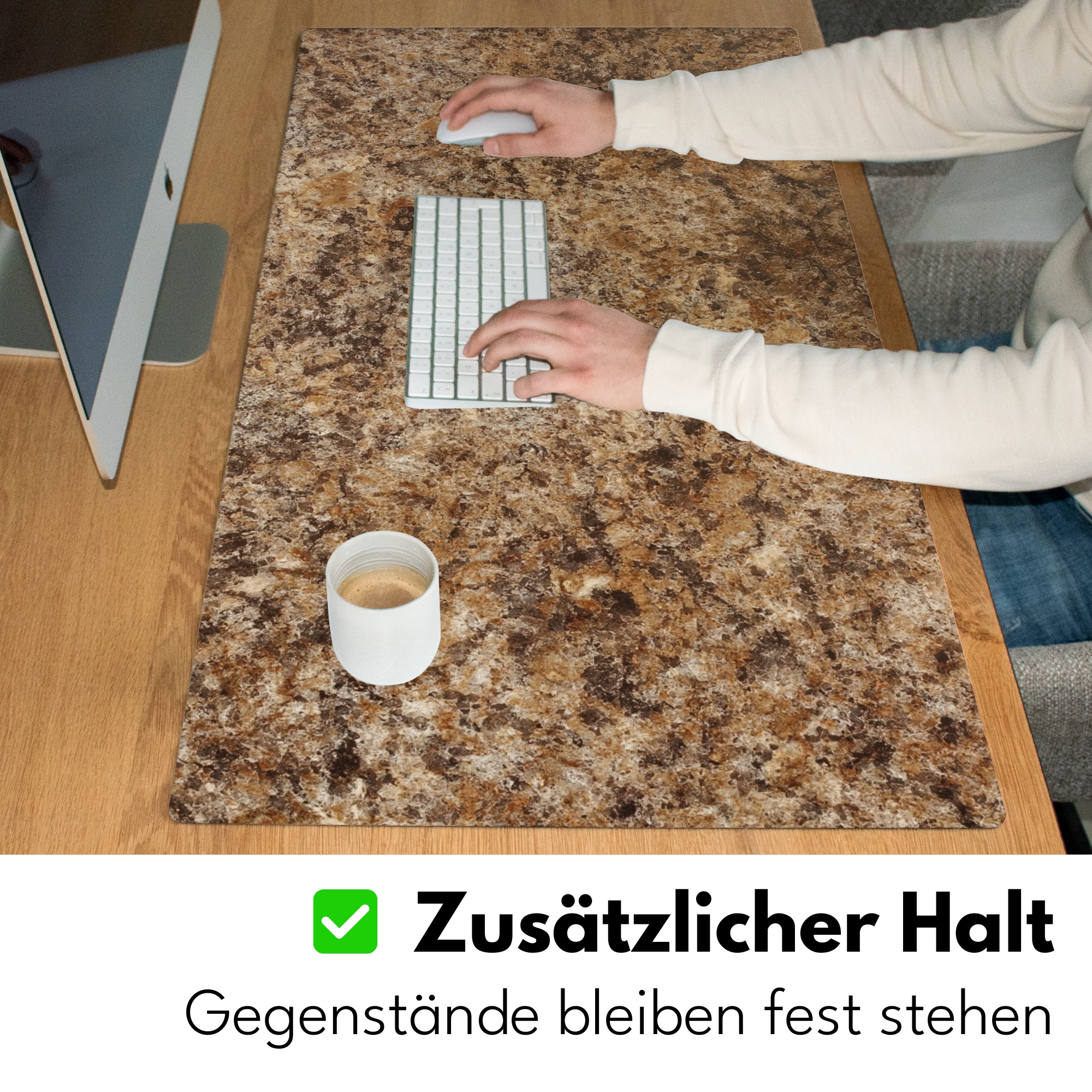Schreibtischunterlage - Granit - Design Strukturstein Braun-5