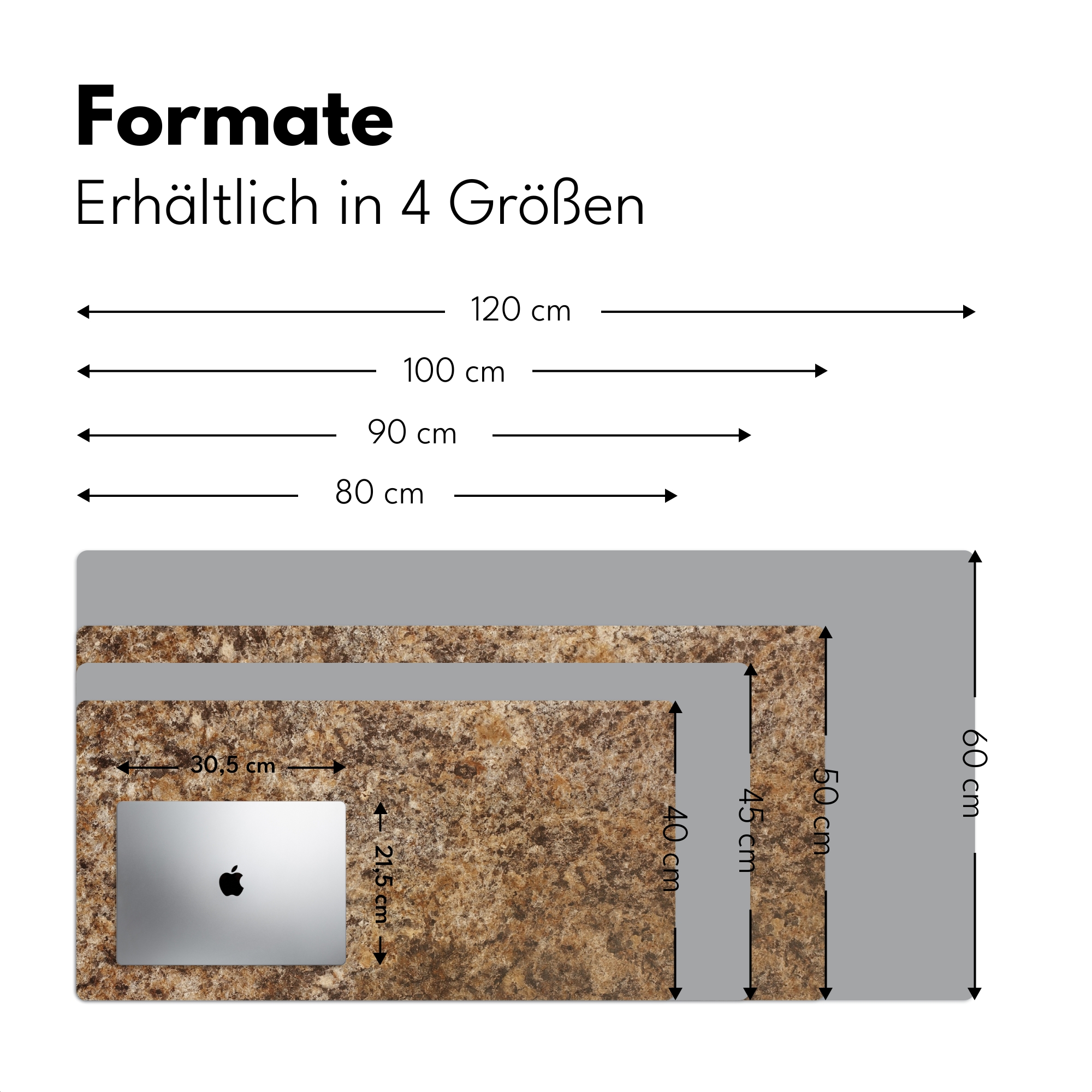 Schreibtischunterlage - Granit - Design Strukturstein Braun-4