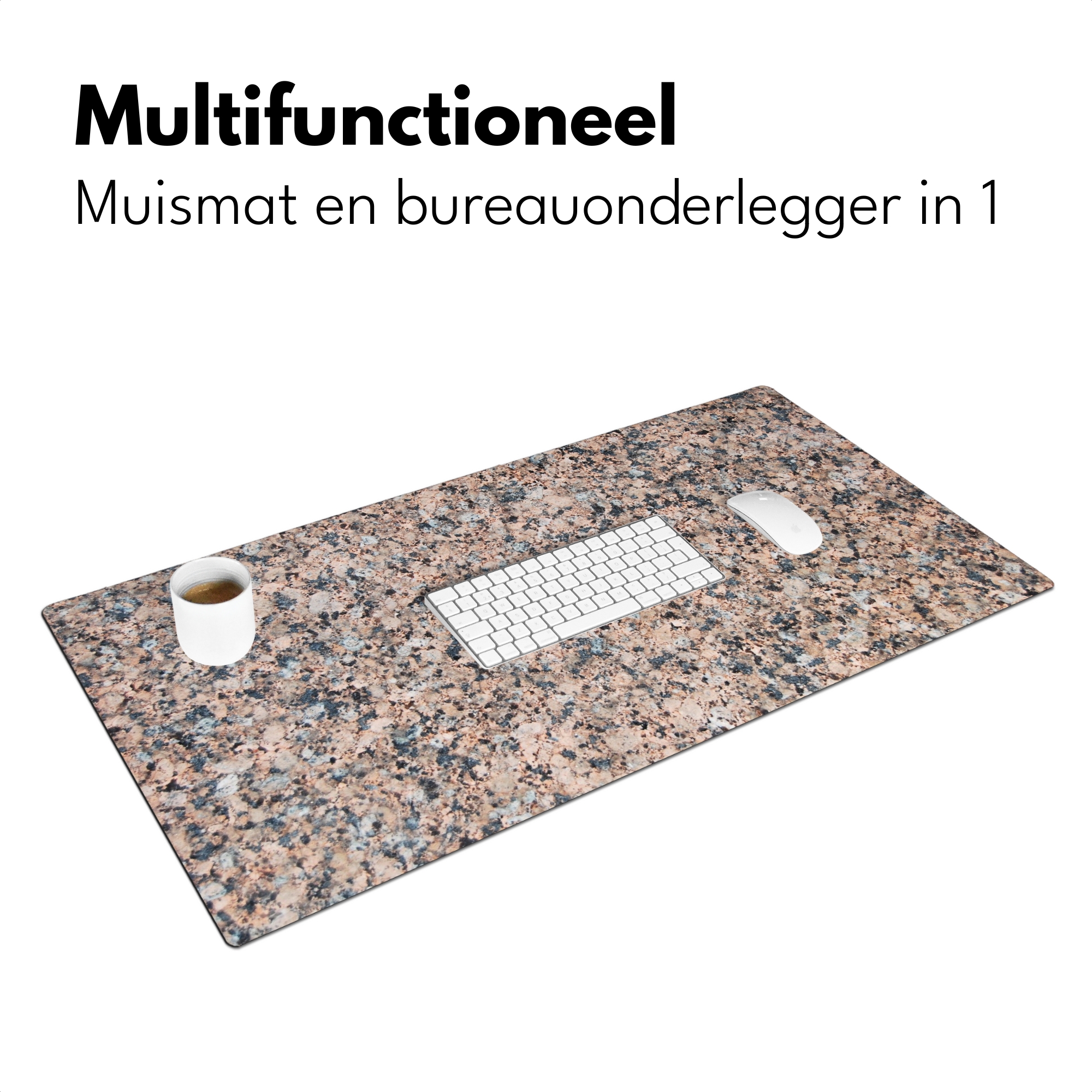 Bureau onderlegger - Graniet Steen Patroon Design - Bruin Grijs-3