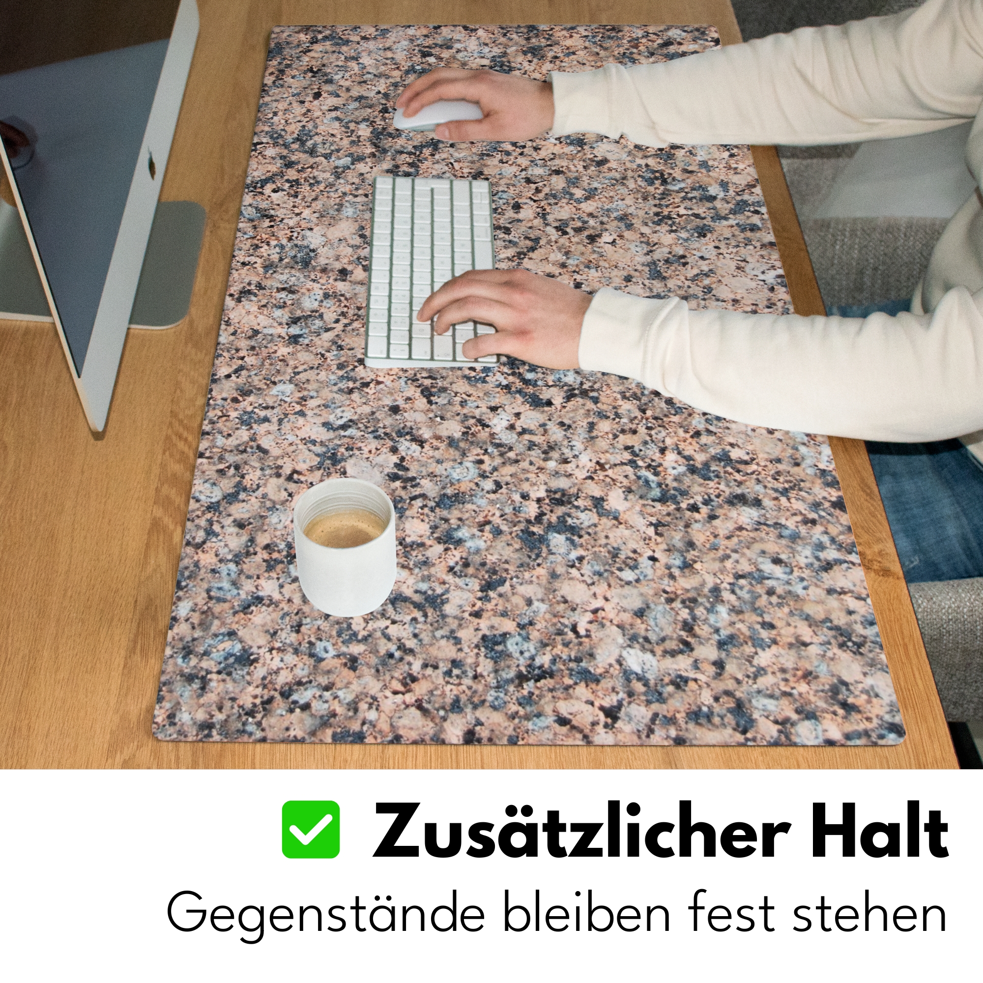 Schreibtischunterlage - Granit-Steinmuster-Design – Braungrau-5