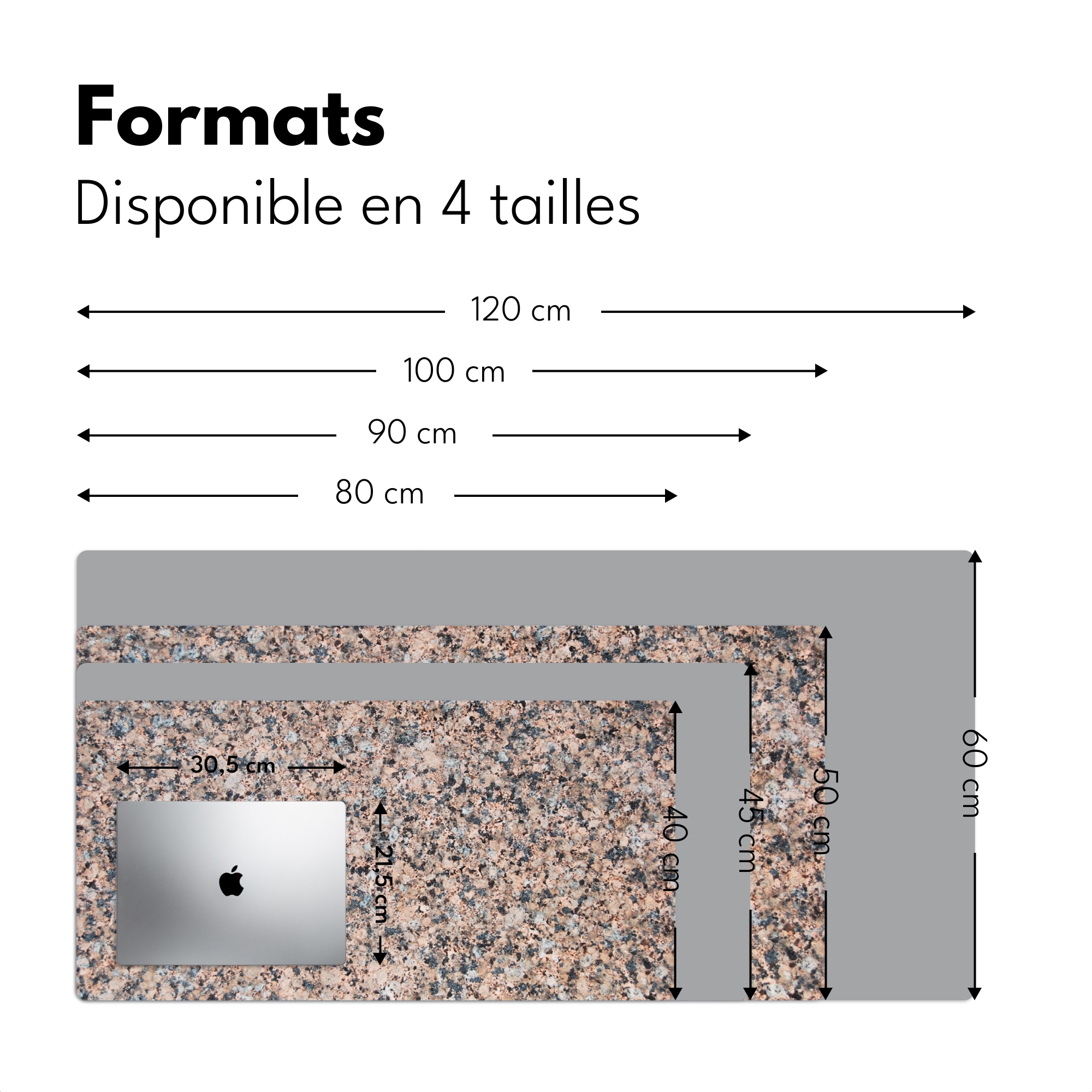 Sous main bureau - Conception de modèle de pierre de granit - gris brun-4