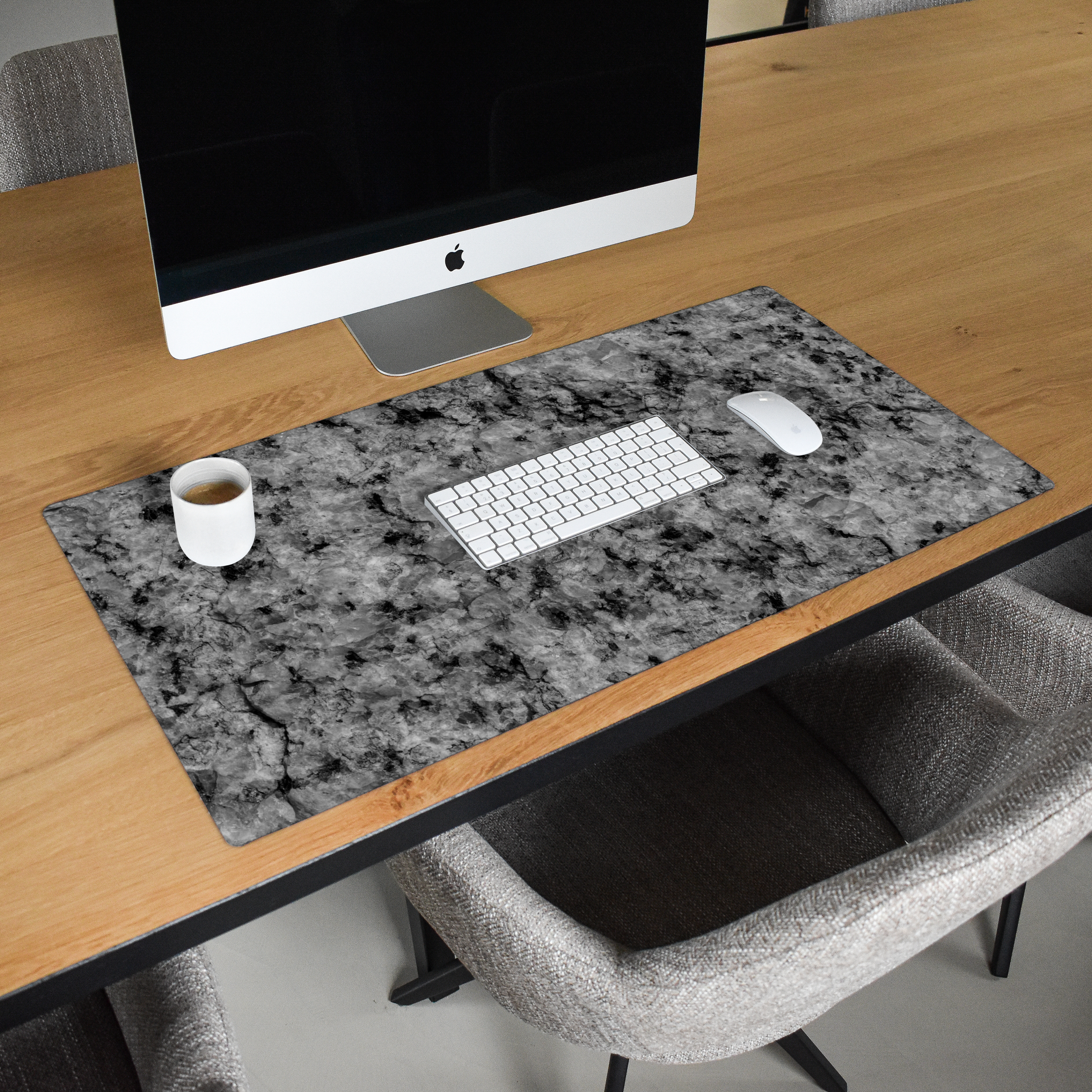 Schreibtischunterlage - Granit - Stein - Schwarz Weiß-2