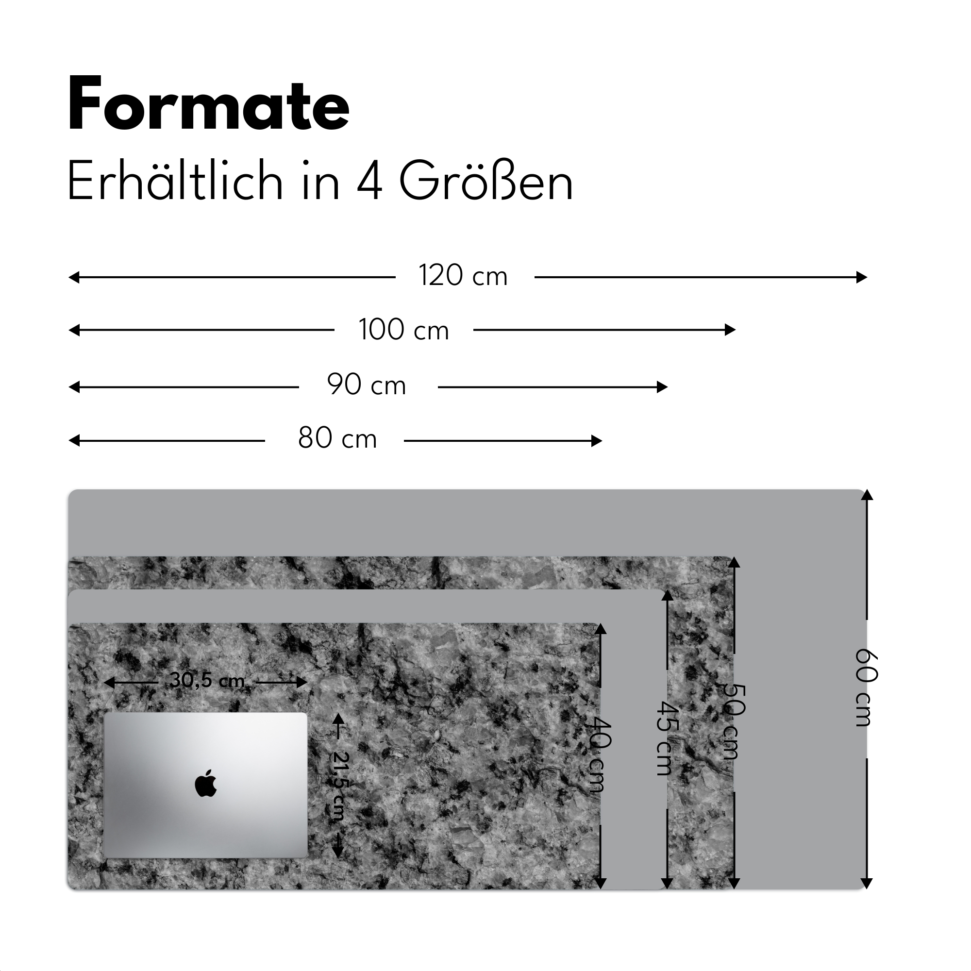 Schreibtischunterlage - Granit - Stein - Schwarz Weiß-4