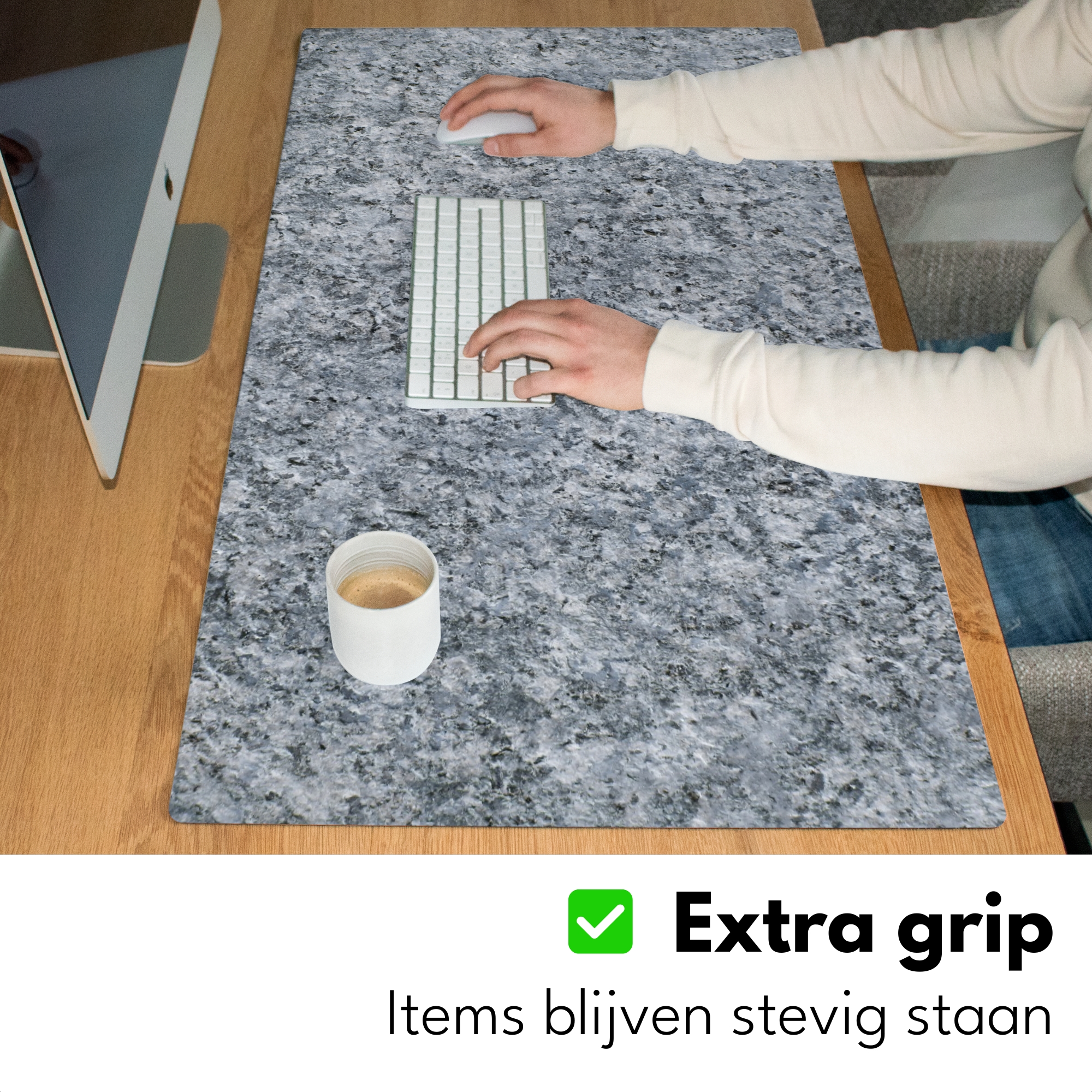Bureau onderlegger - Graniet - Steen - Patroon Design Grijs-5