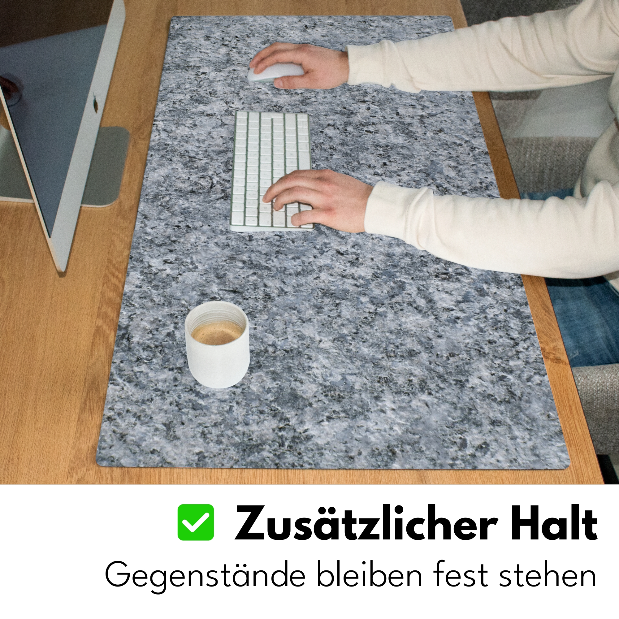 Schreibtischunterlage - Granit - Stein - Musterdesign Grau-5