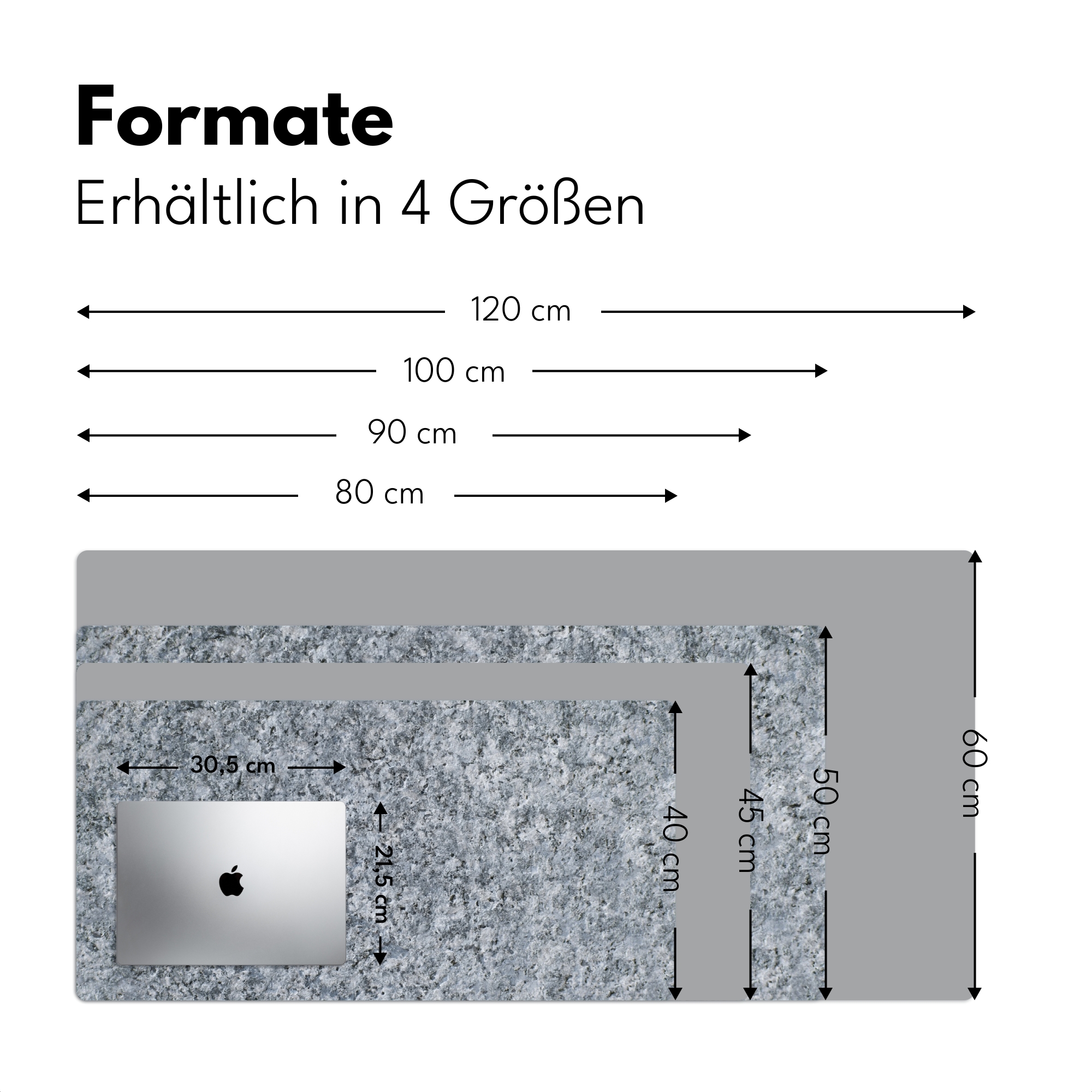 Schreibtischunterlage - Granit - Stein - Musterdesign Grau-4