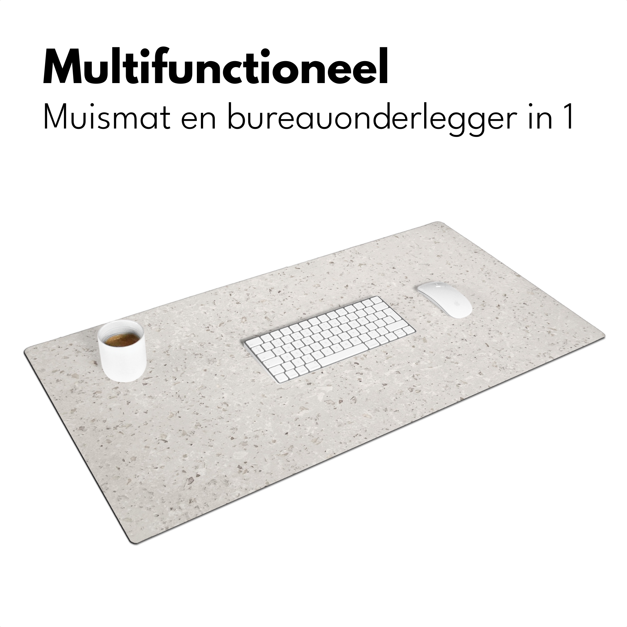 Bureau onderlegger - Graniet - Grijs - Patroon Design Wit-3