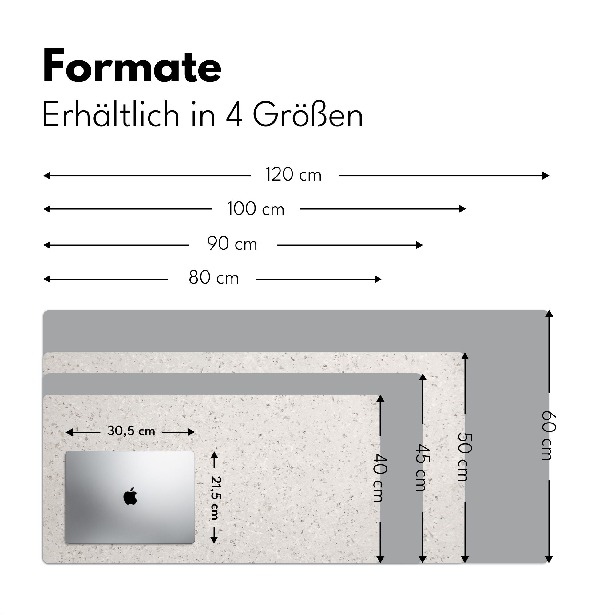 Schreibtischunterlage - Granit – Grau – Musterdesign Weiß-4