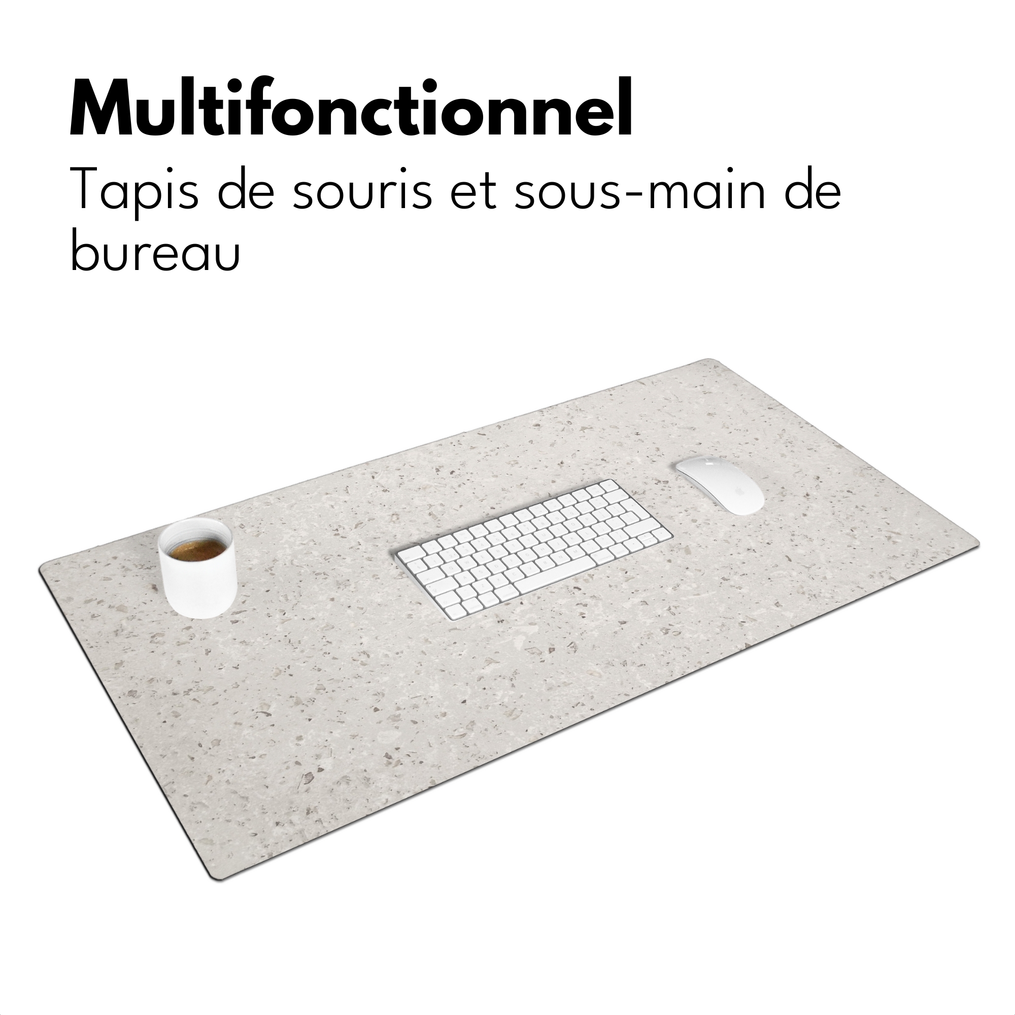 Sous main bureau - Granit - Gris - Motif Blanc-3