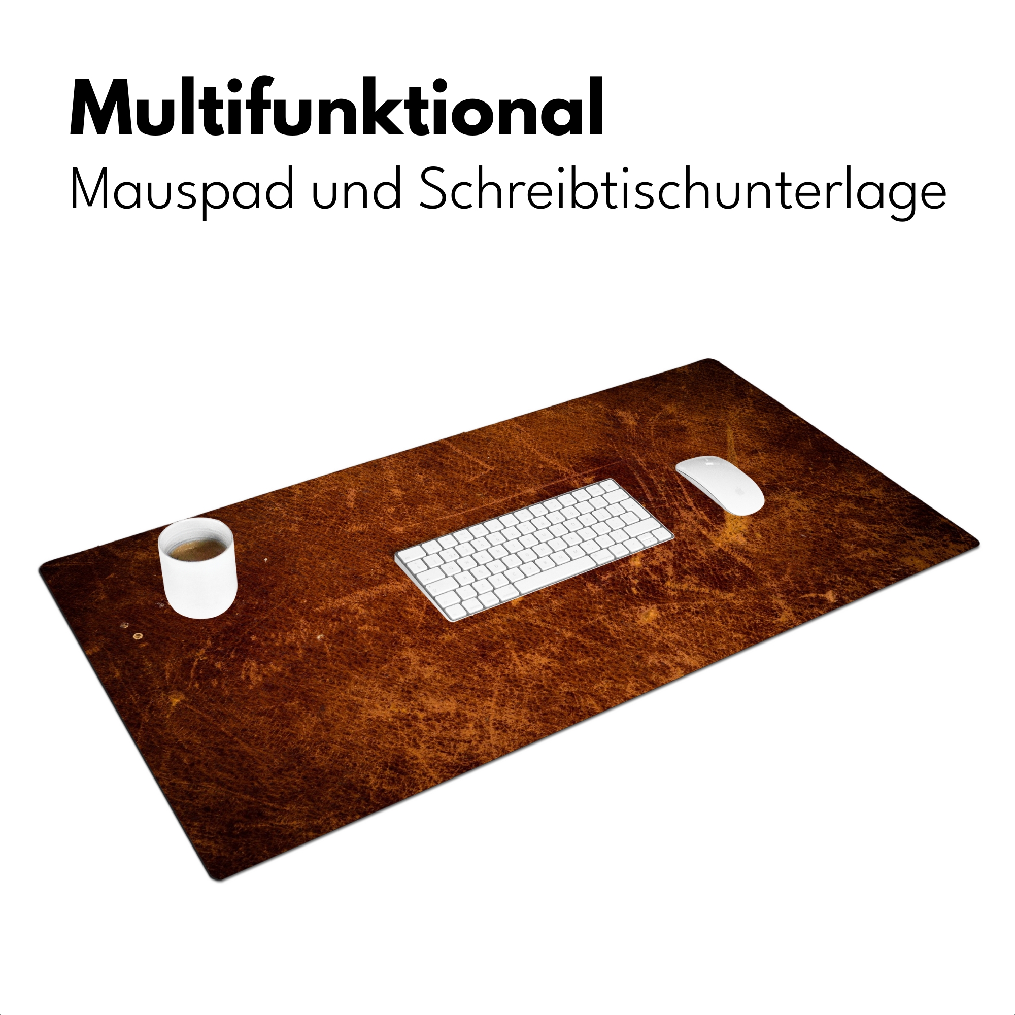 Schreibtischunterlage - Lederoptik - Braun Orange-3