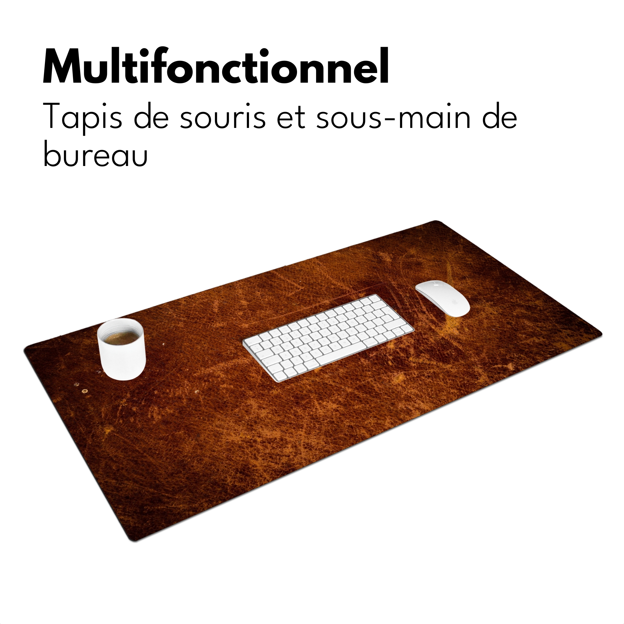 Sous main bureau - Cuir Aspect Cuir - Marron Orange-3