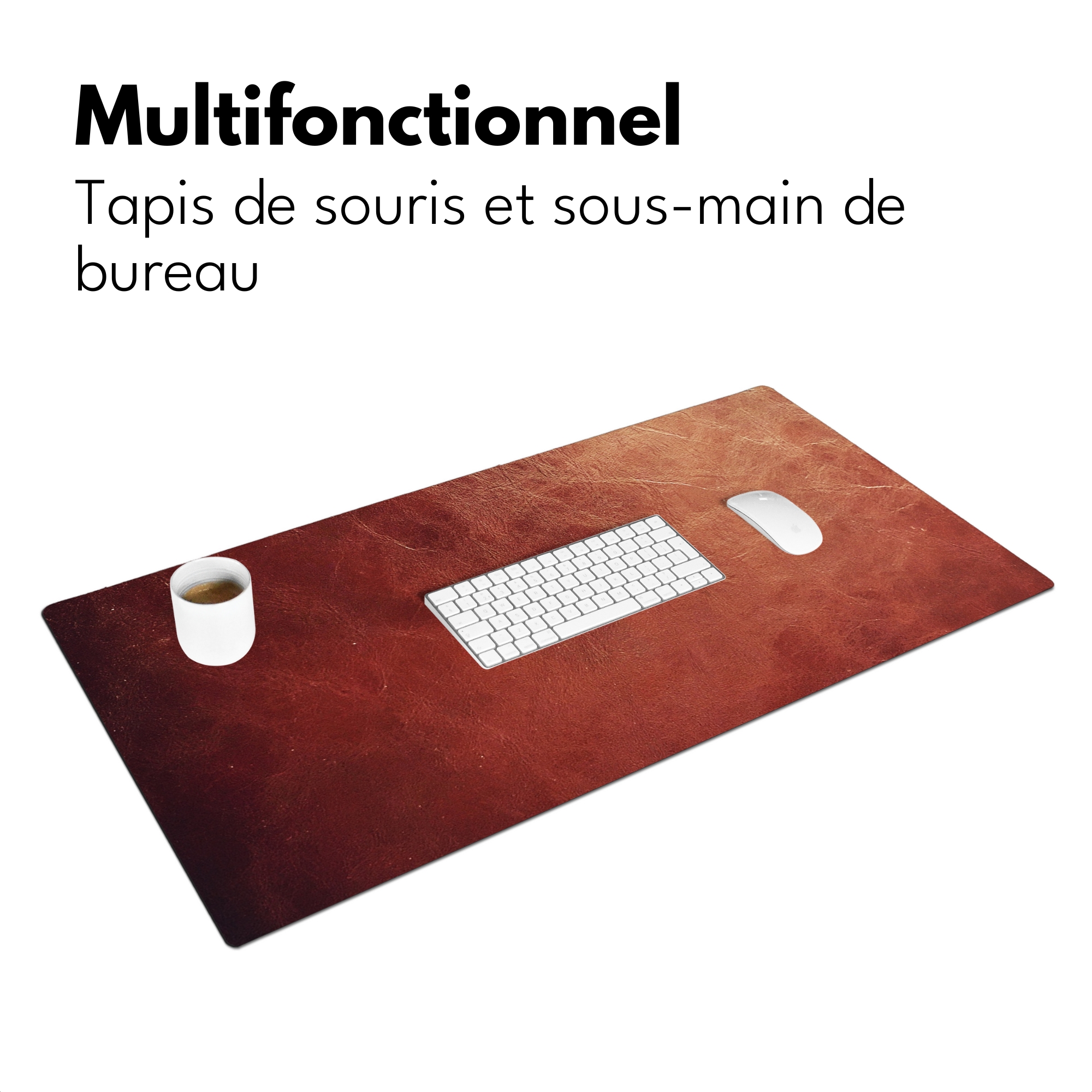 Sous main bureau - Cuir Aspect Cuir - Marron Clair-3