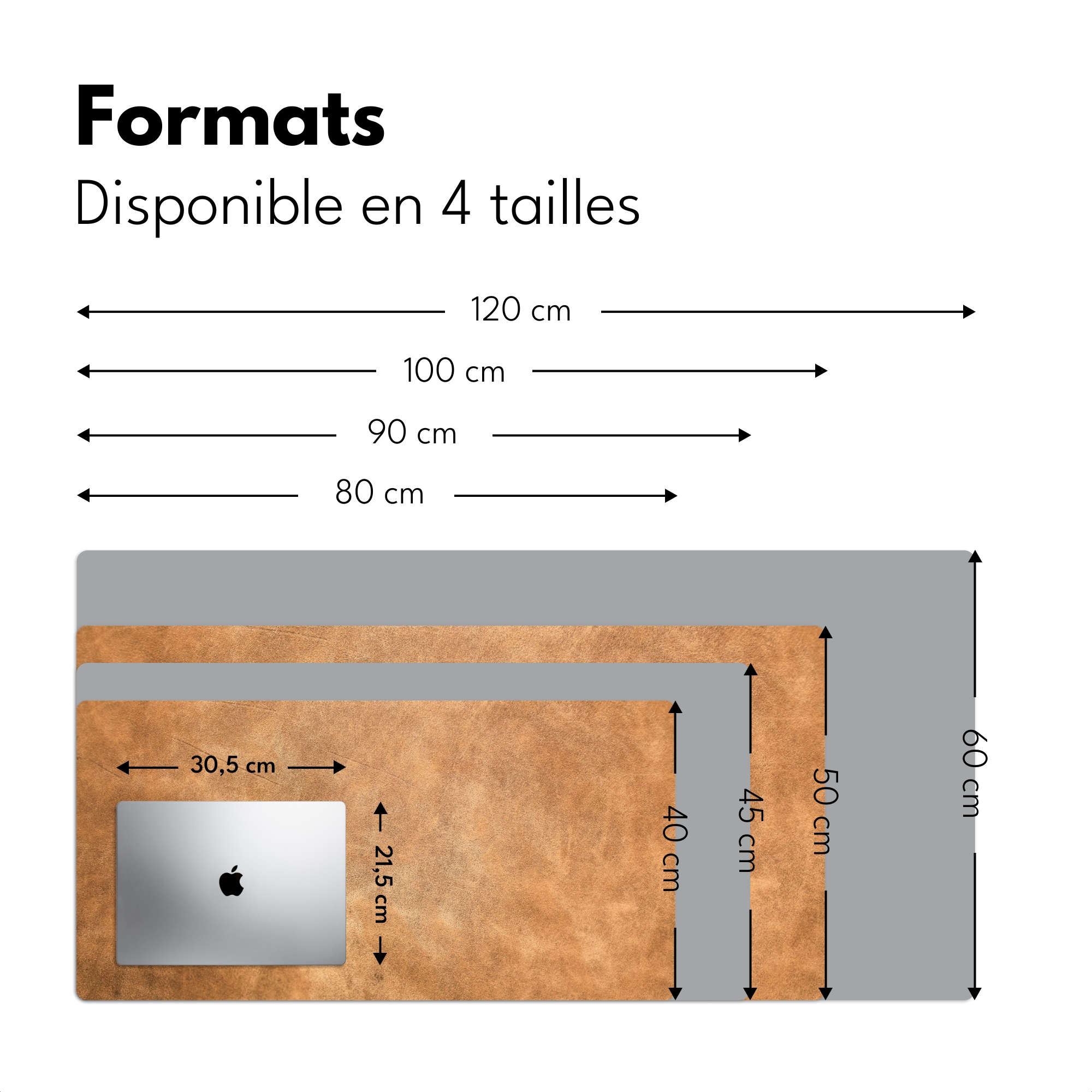 Sous main bureau - Structure en cuir aspect cuir - Marron-4