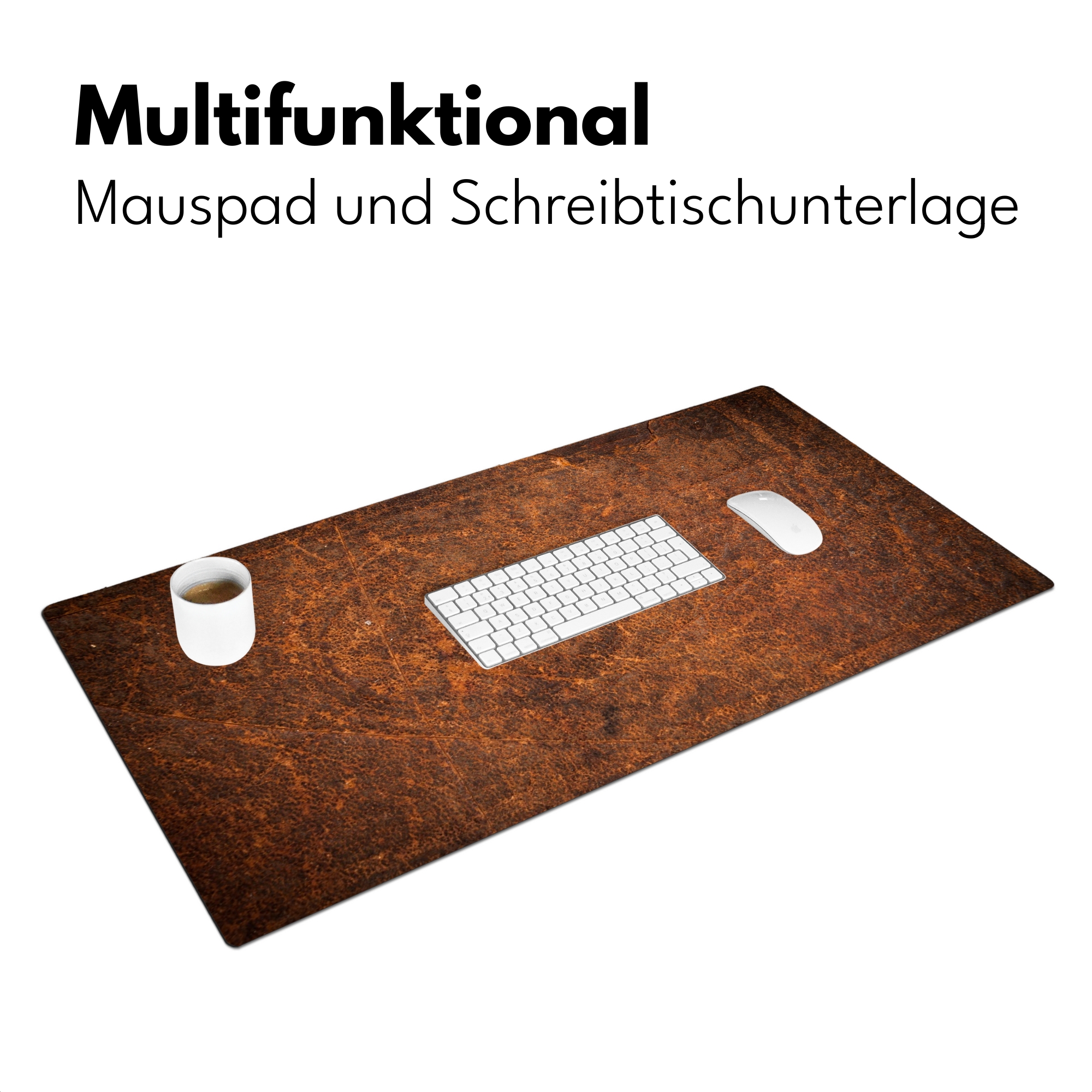 Schreibtischunterlage - Lederstruktur - Braun Orange-3
