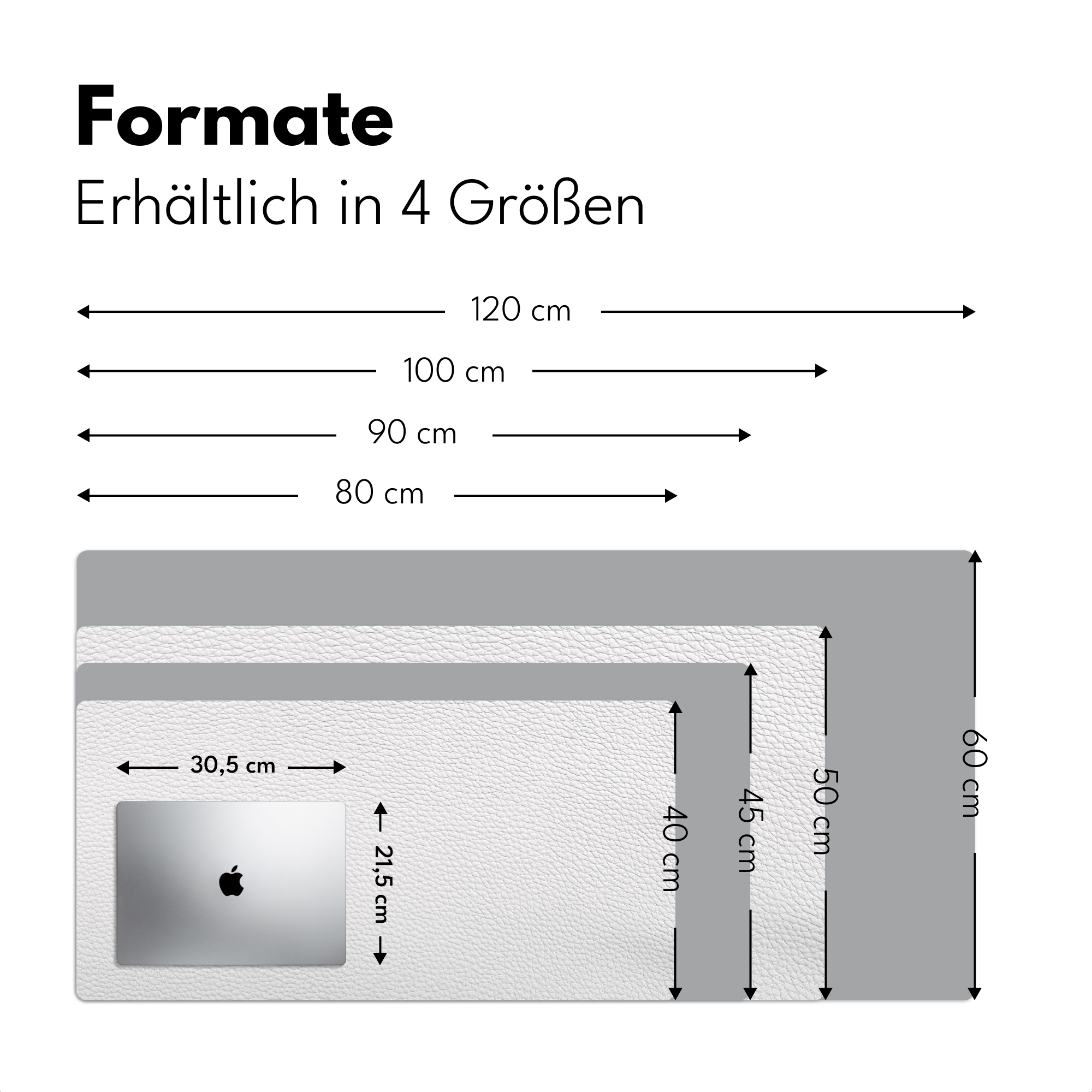 Schreibtischunterlage - Lederstruktur Lederoptik - Weiß-4