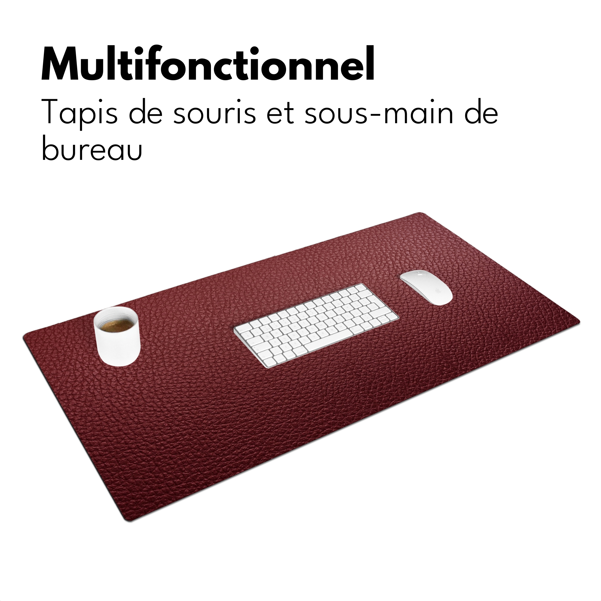 Sous main bureau - Cuir Aspect Cuir - Rouge Clair-3