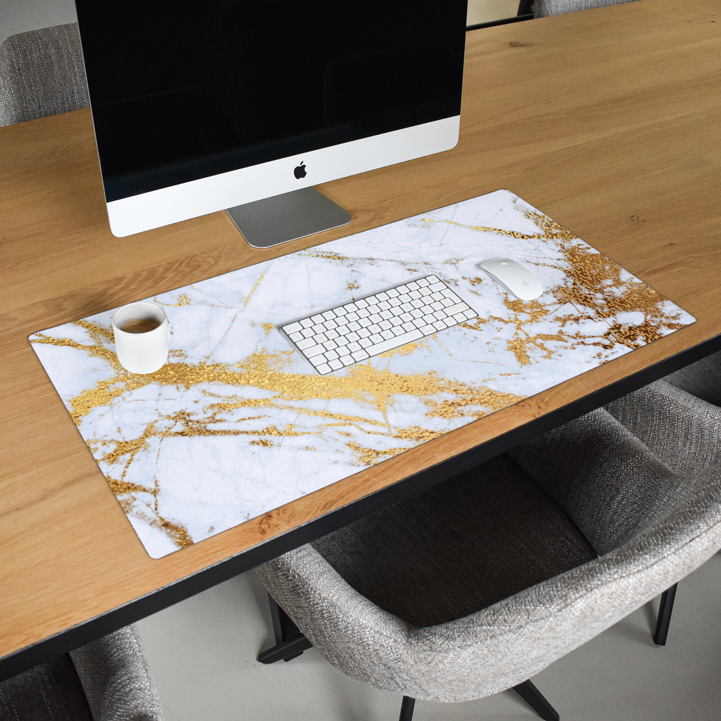 Schreibtischunterlage - Marmor – Gold – Weiß – Luxus – Marmoroptik – Glitzer-2