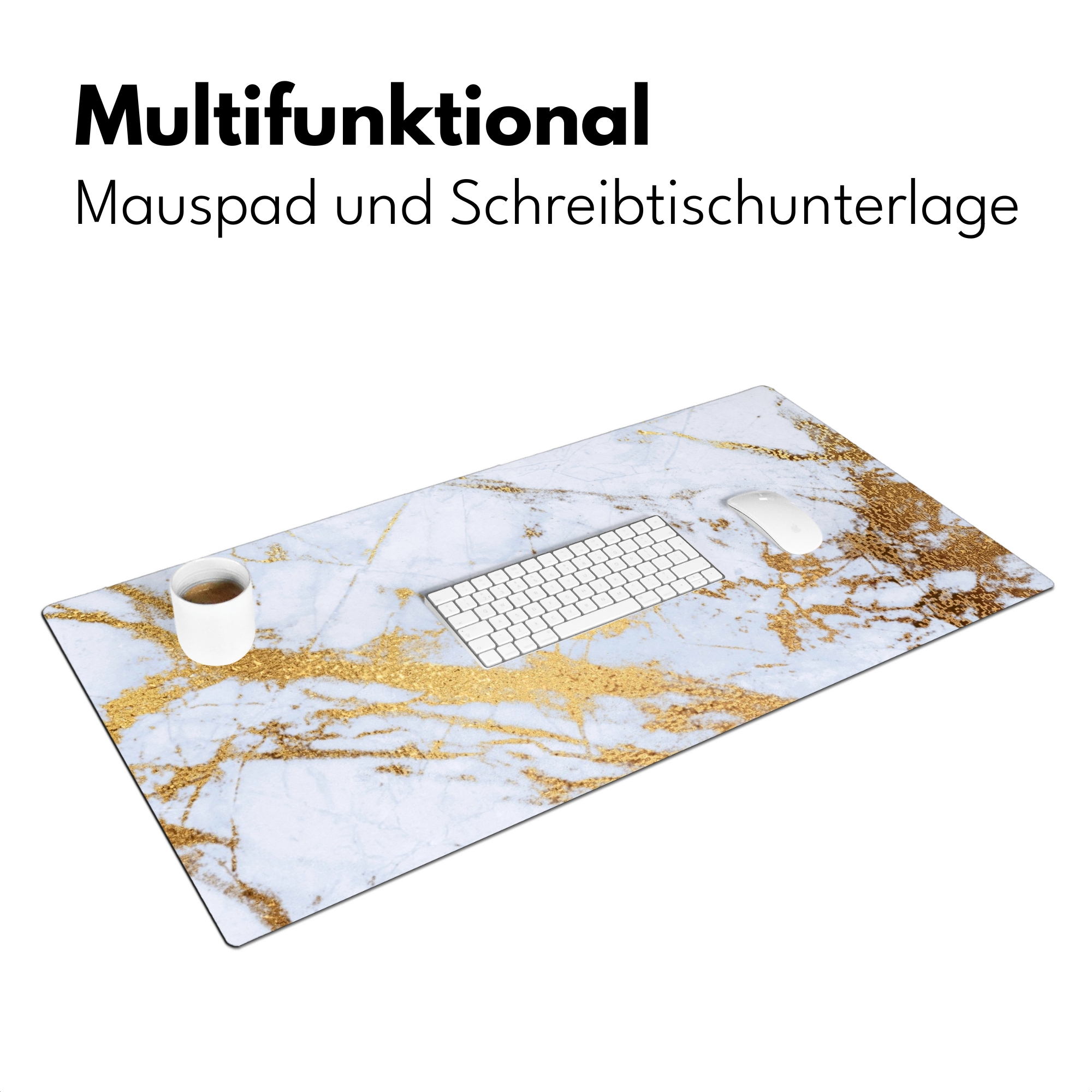 Schreibtischunterlage - Marmor – Gold – Weiß – Luxus – Marmoroptik – Glitzer-3