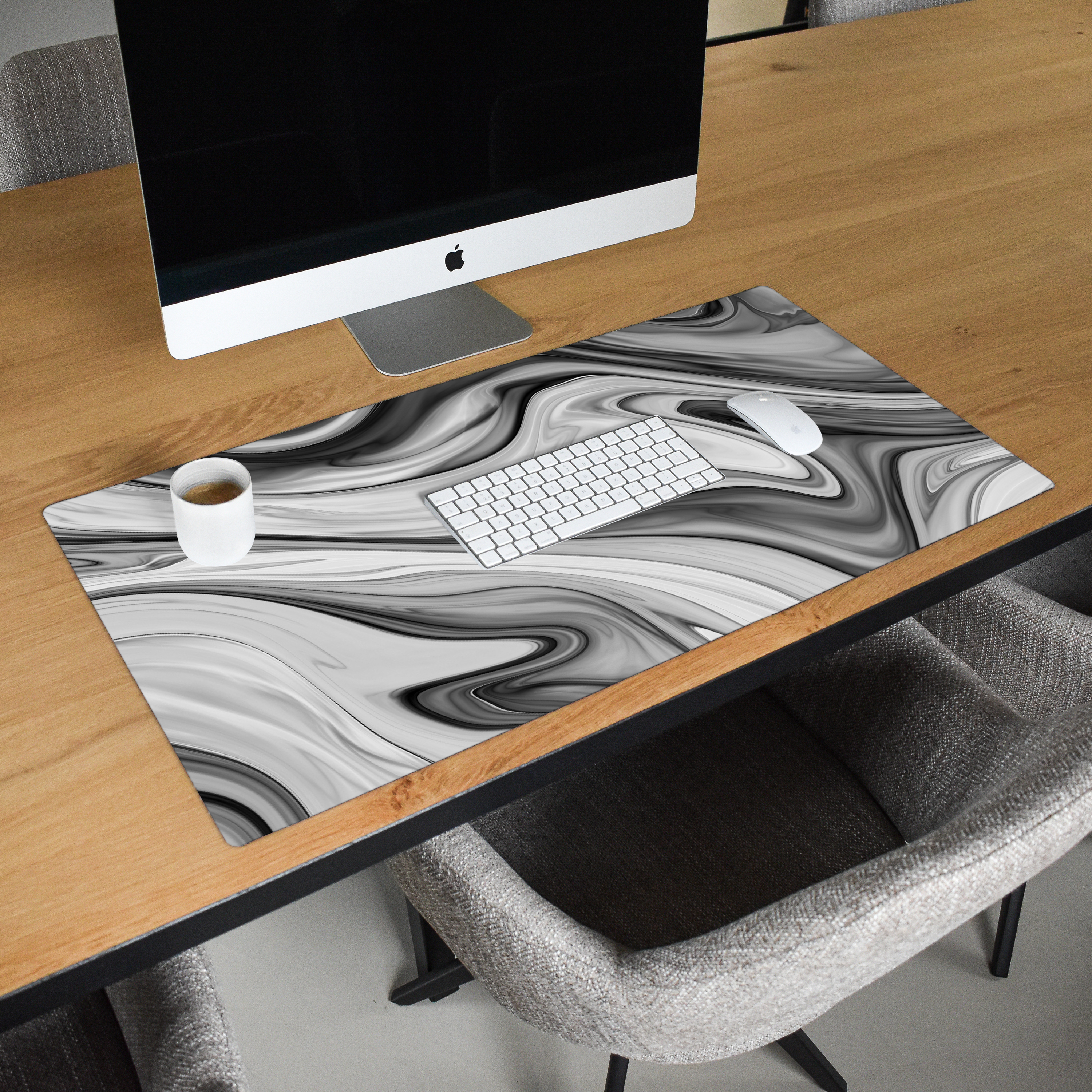 Schreibtischunterlage - Marmor - Muster - Grau - Marmoroptik - Schwarz-2