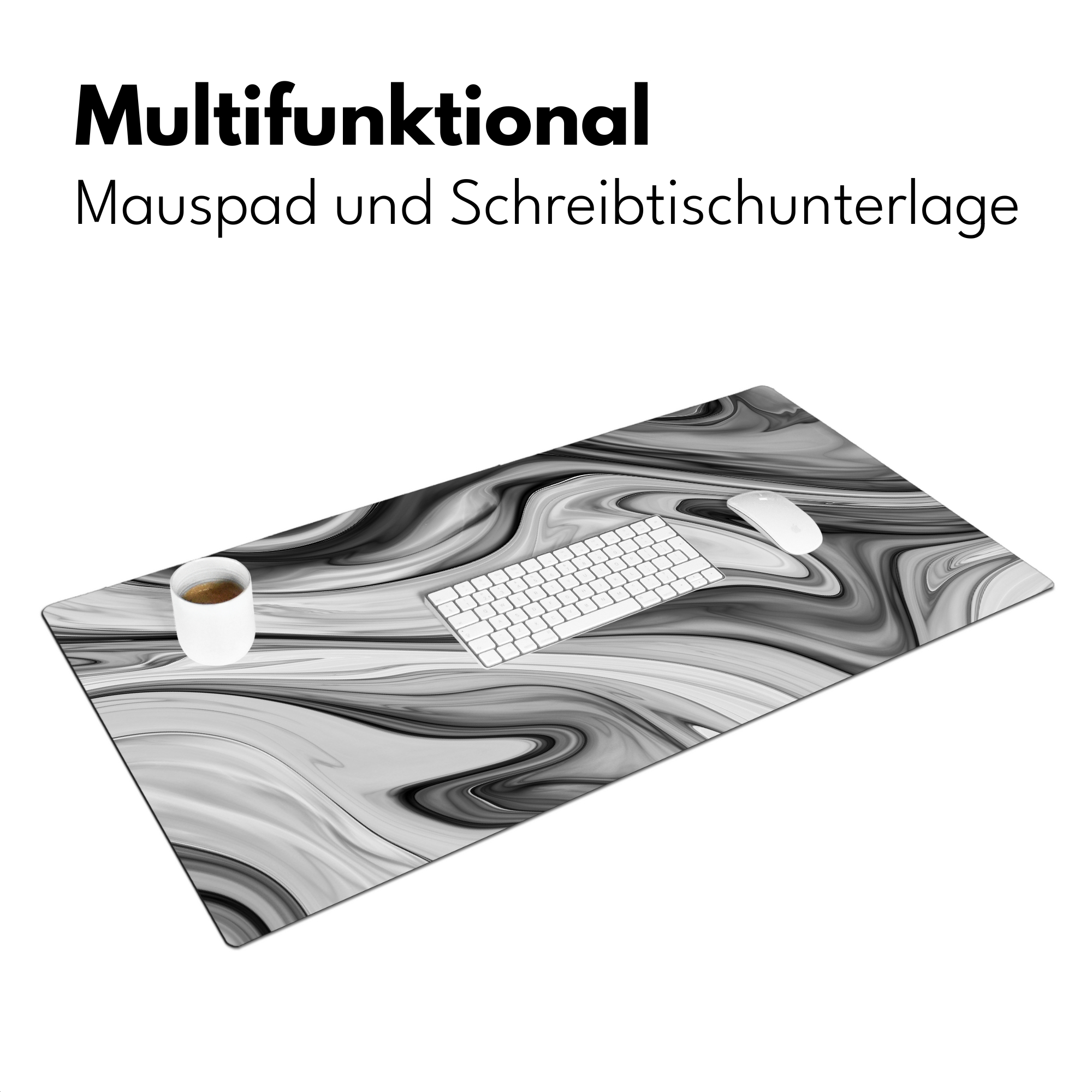 Schreibtischunterlage - Marmor - Muster - Grau - Marmoroptik - Schwarz-3