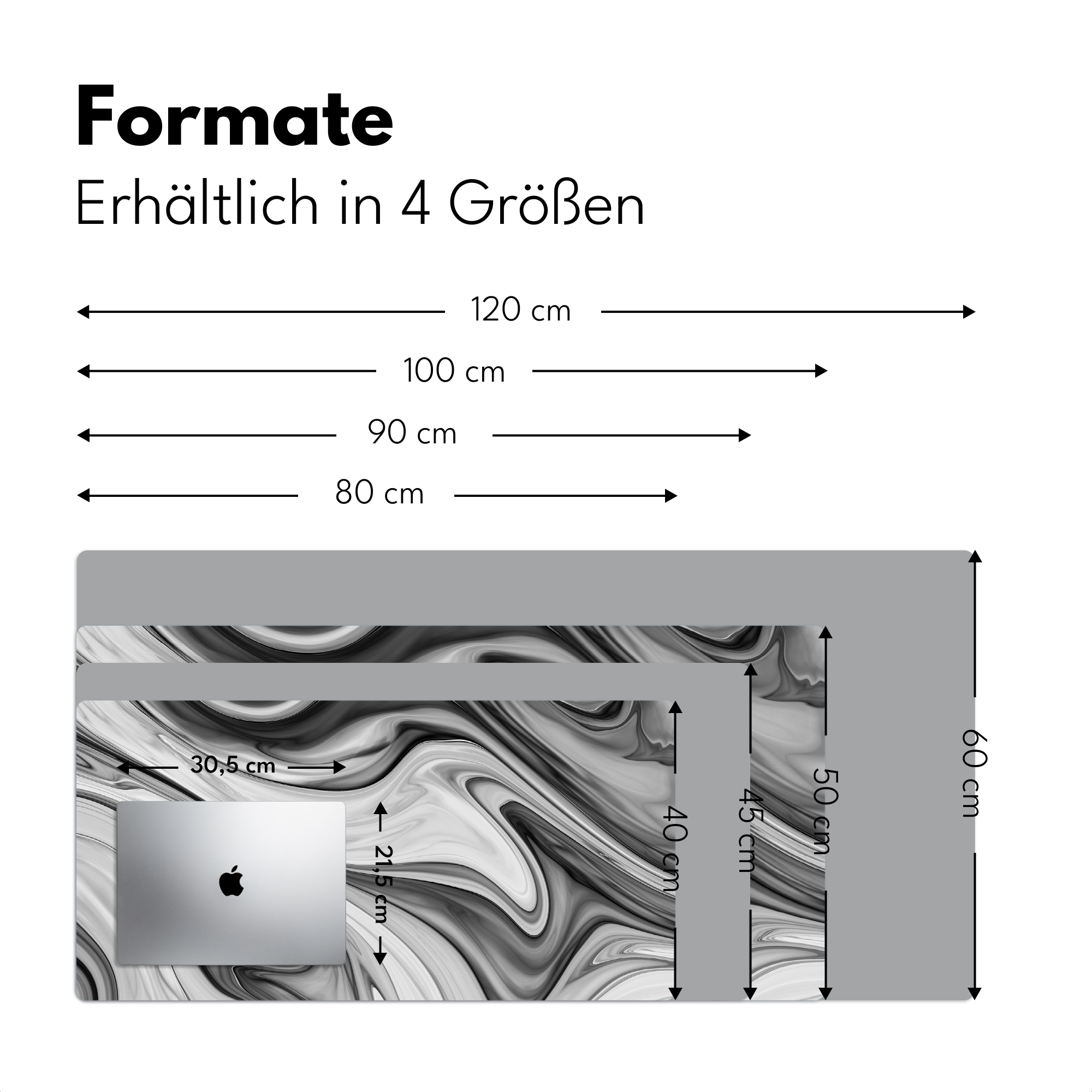 Schreibtischunterlage - Marmor - Muster - Grau - Marmoroptik - Schwarz-4