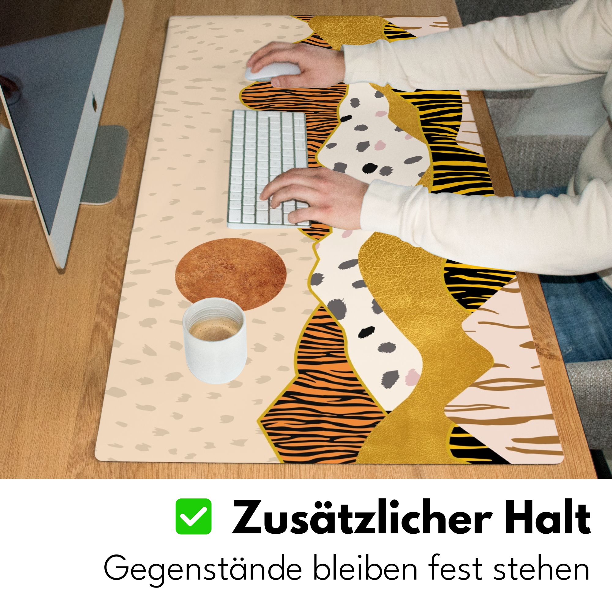 Schreibtischunterlage - Tigerdruck - Pastell - Gold - Druck - Tiger - Abstrakt-5