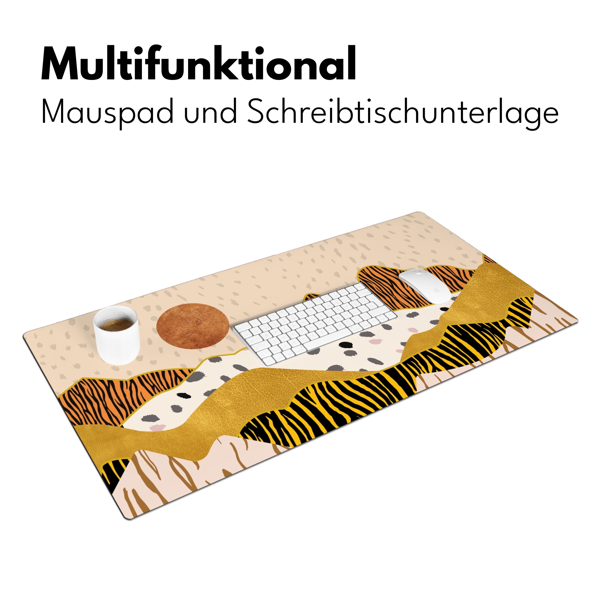 Schreibtischunterlage - Tigerdruck - Pastell - Gold - Druck - Tiger - Abstrakt-3