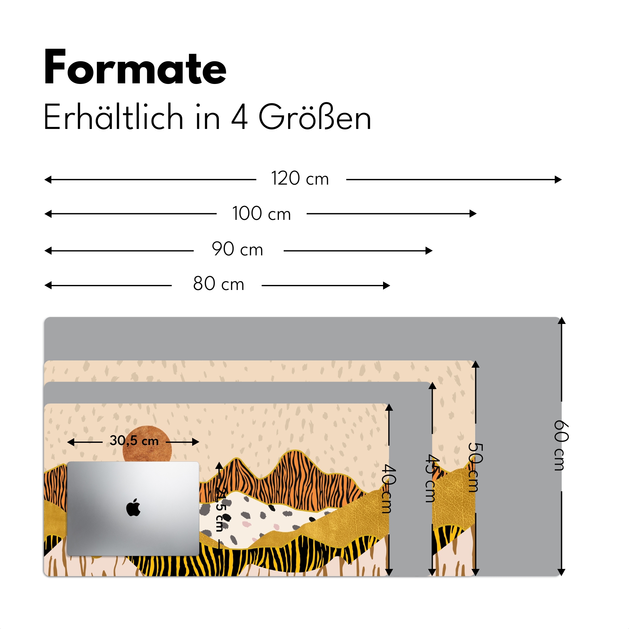 Schreibtischunterlage - Tigerdruck - Pastell - Gold - Druck - Tiger - Abstrakt-4