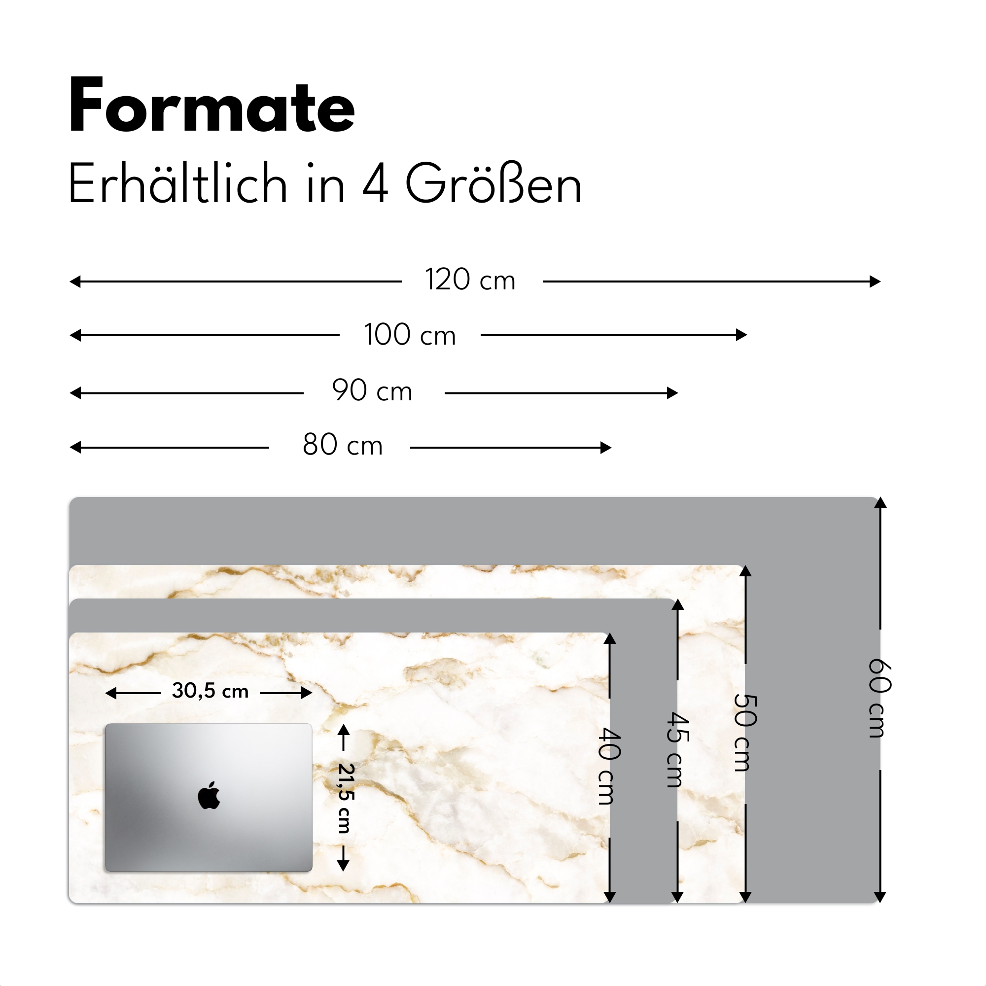 Schreibtischunterlage - Marmor – Limette – Gold – Luxus – Marmoroptik – Weiß-4