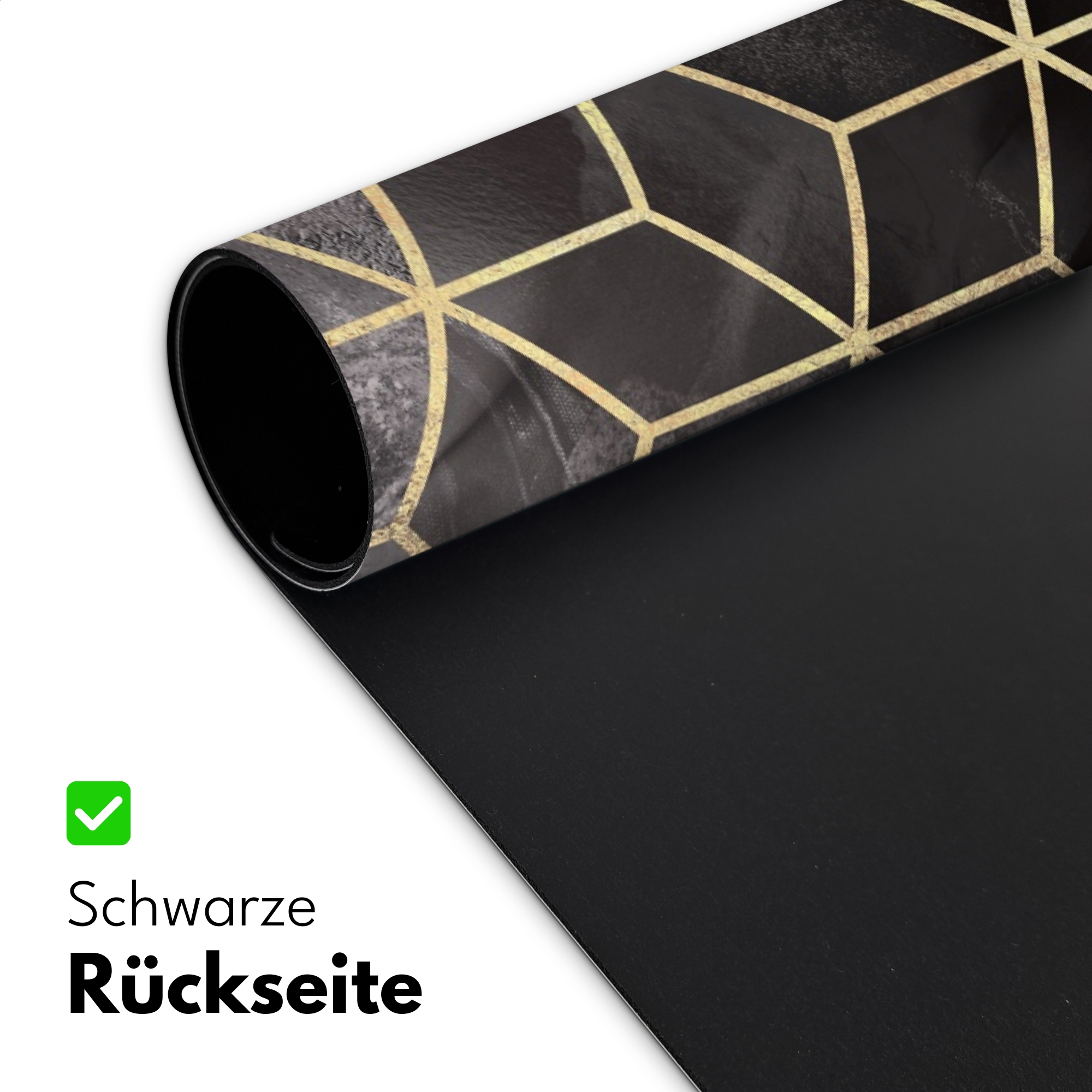 Schreibtischunterlage - Abstrakt - Würfel - Gold - Muster - Schwarz - Weiß-6