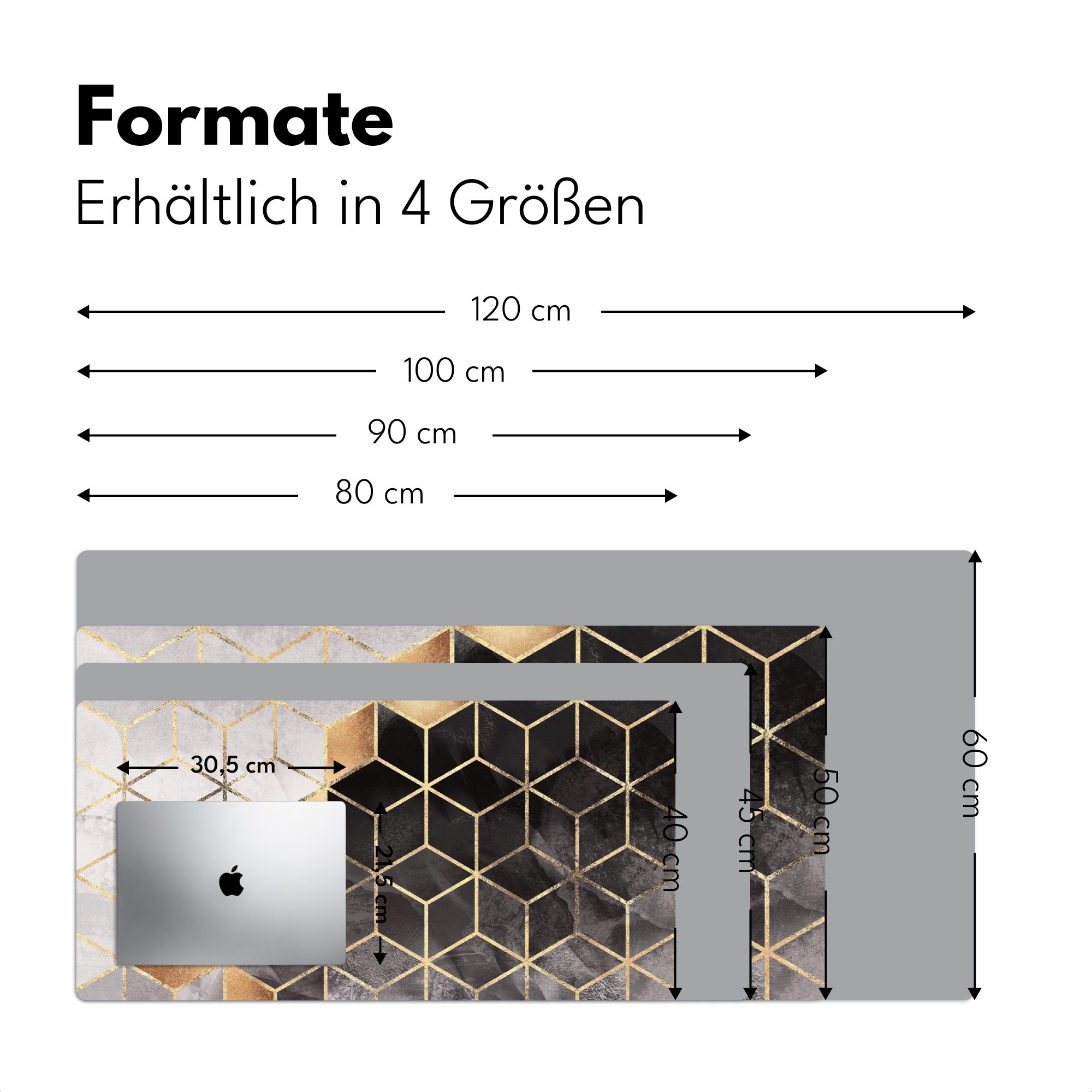 Schreibtischunterlage - Abstrakt - Würfel - Gold - Muster - Schwarz - Weiß-4